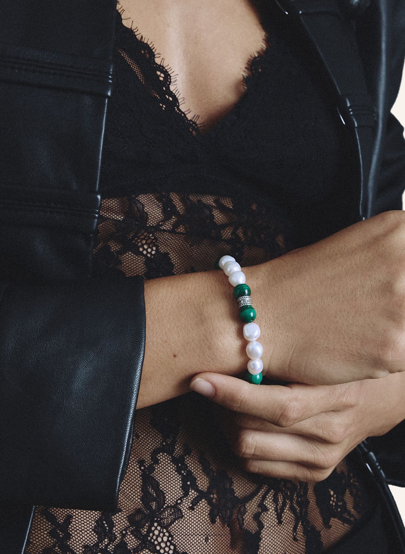 THOMAS SABO Armband: GRAU / GRÜN / WEISS