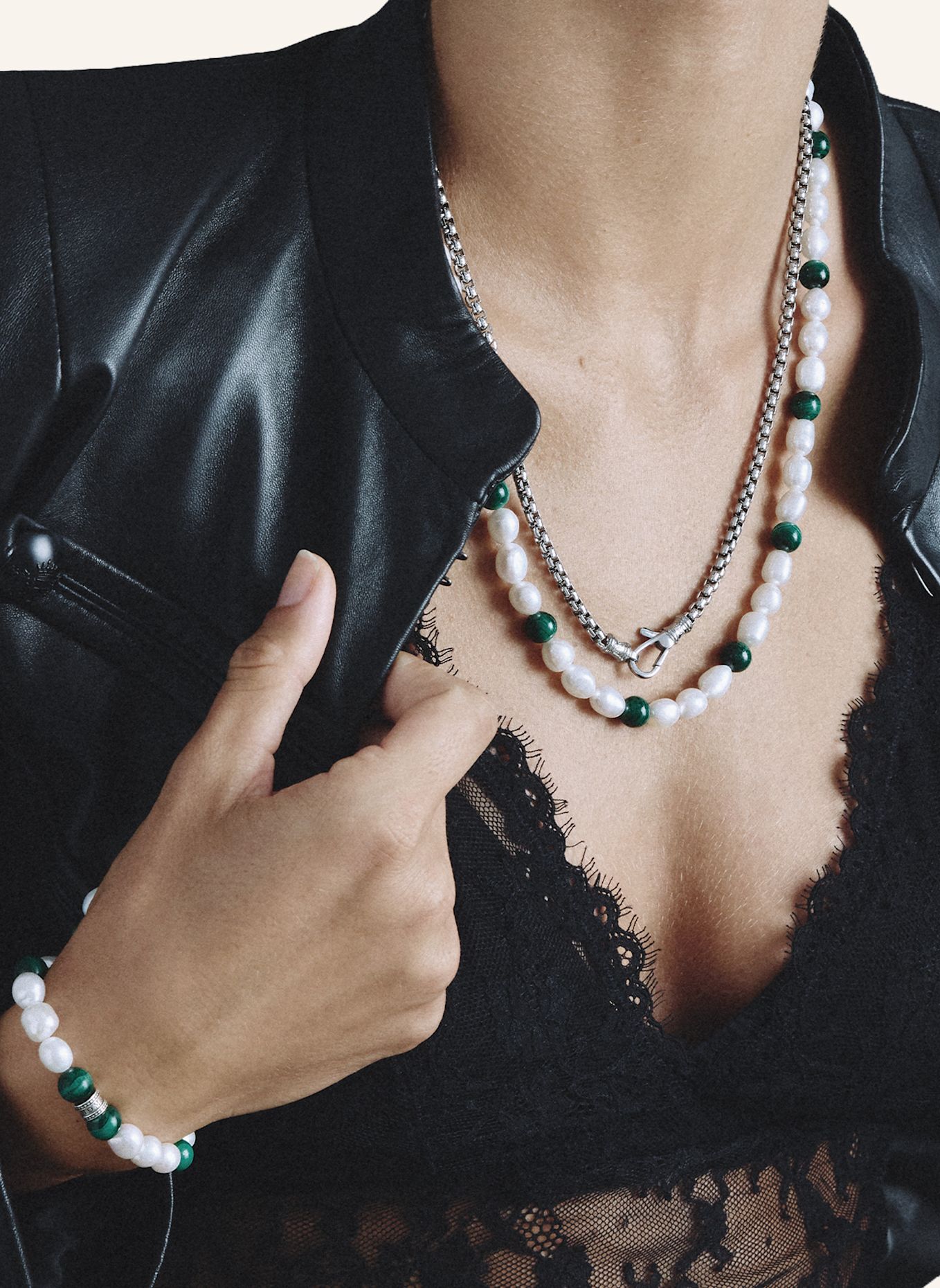 THOMAS SABO Armband: GRAU / GRÜN / WEISS