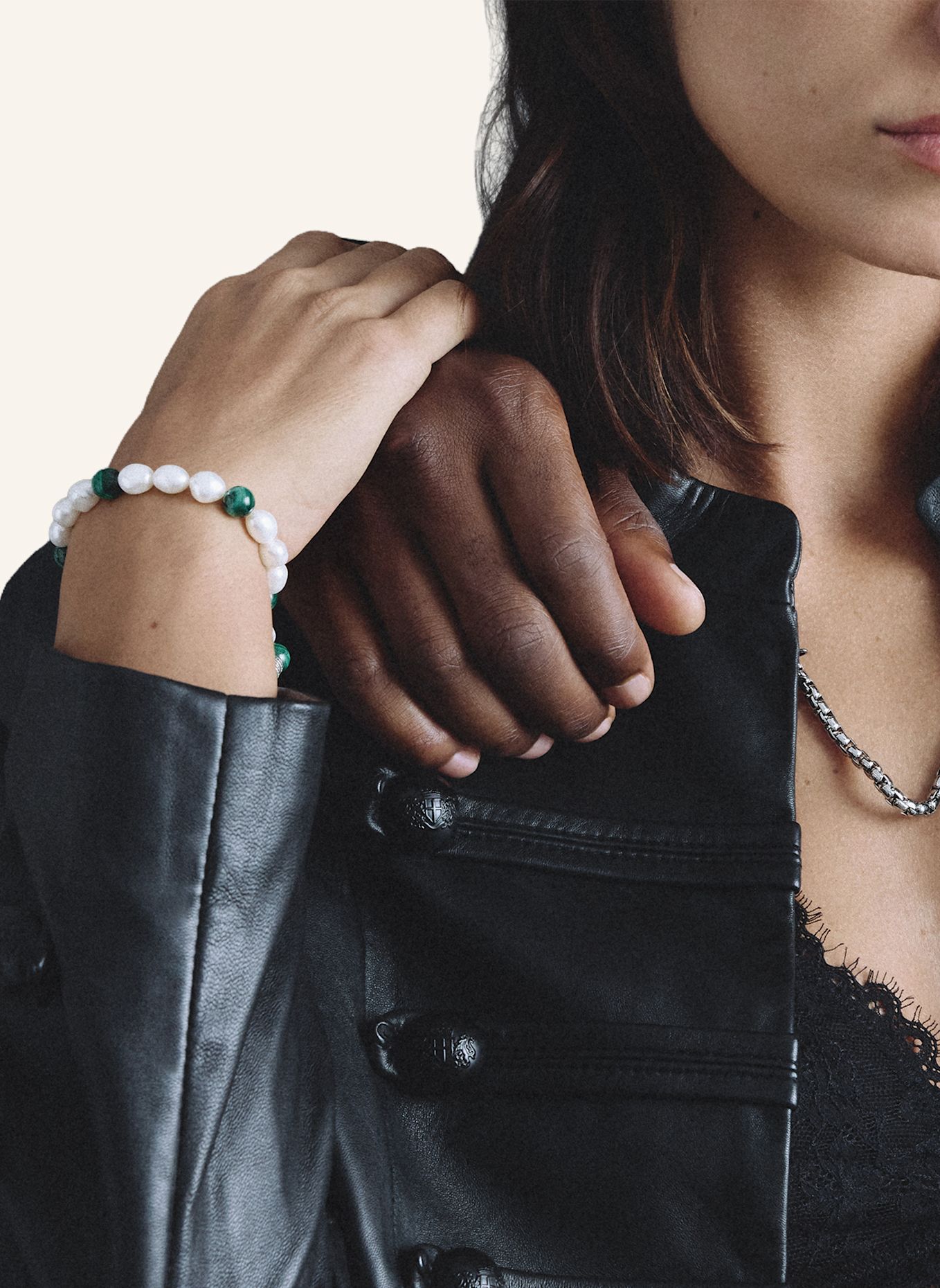 THOMAS SABO Armband: GRAU / GRÜN / WEISS