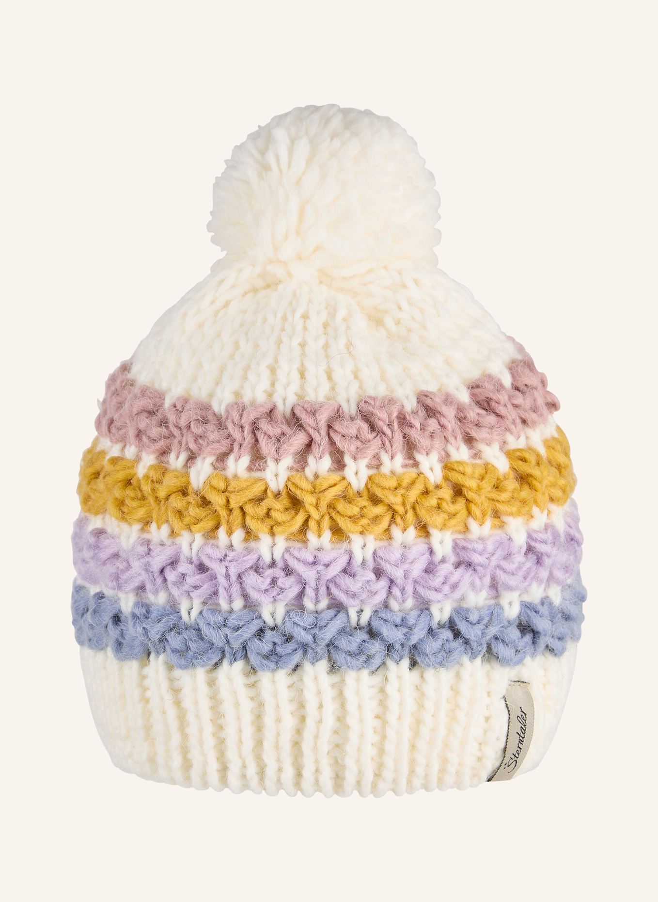 Sterntaler Bommelmütze Streifen: BEIGE