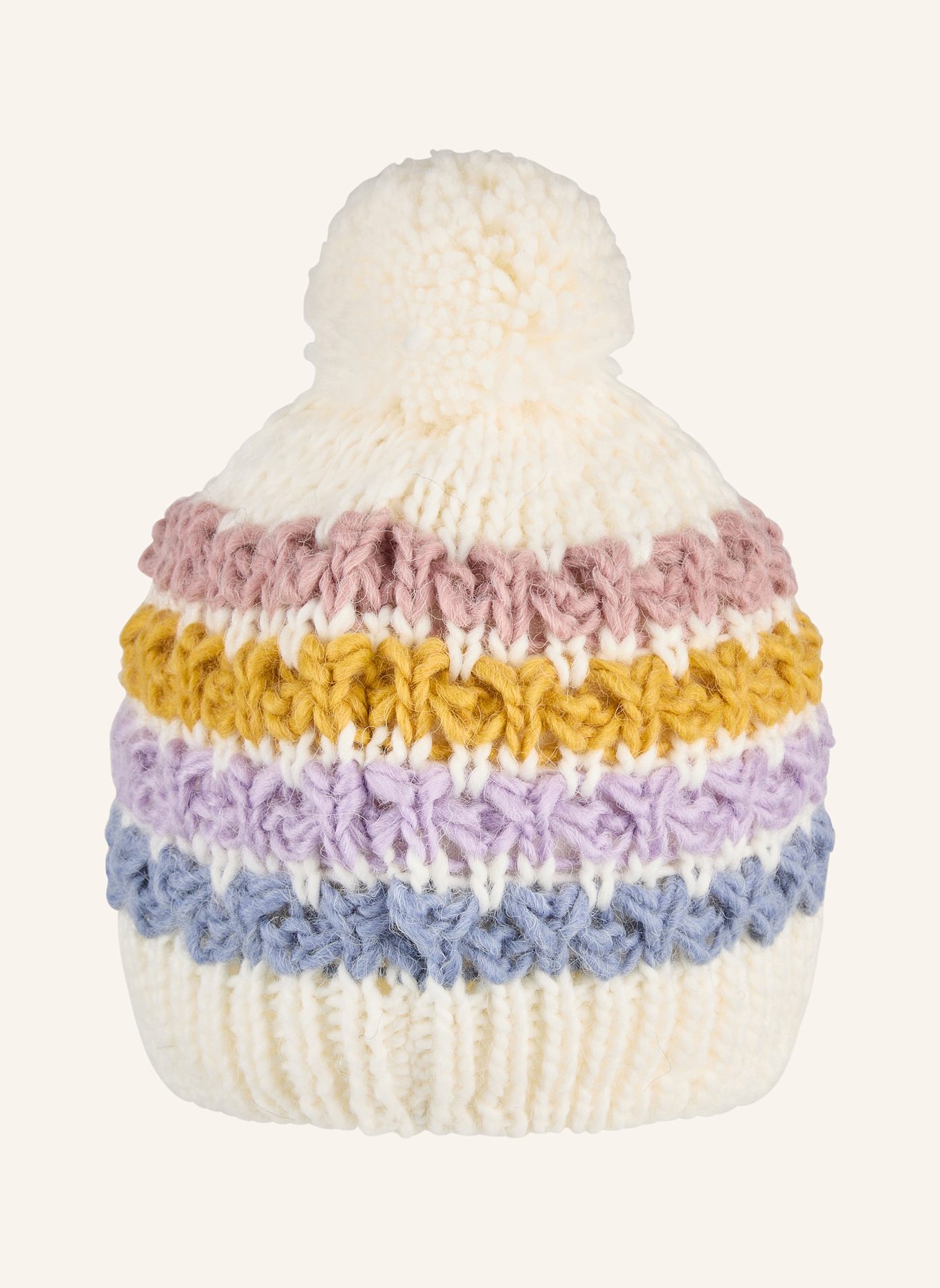 Sterntaler Bommelmütze Streifen: BEIGE