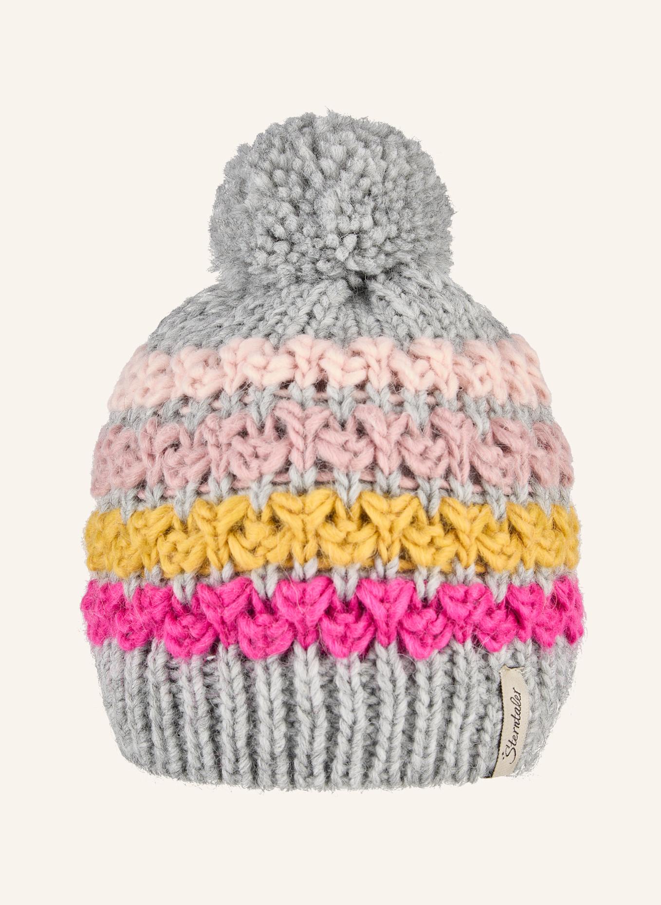 Sterntaler Bommelmütze Streifen: SILBER