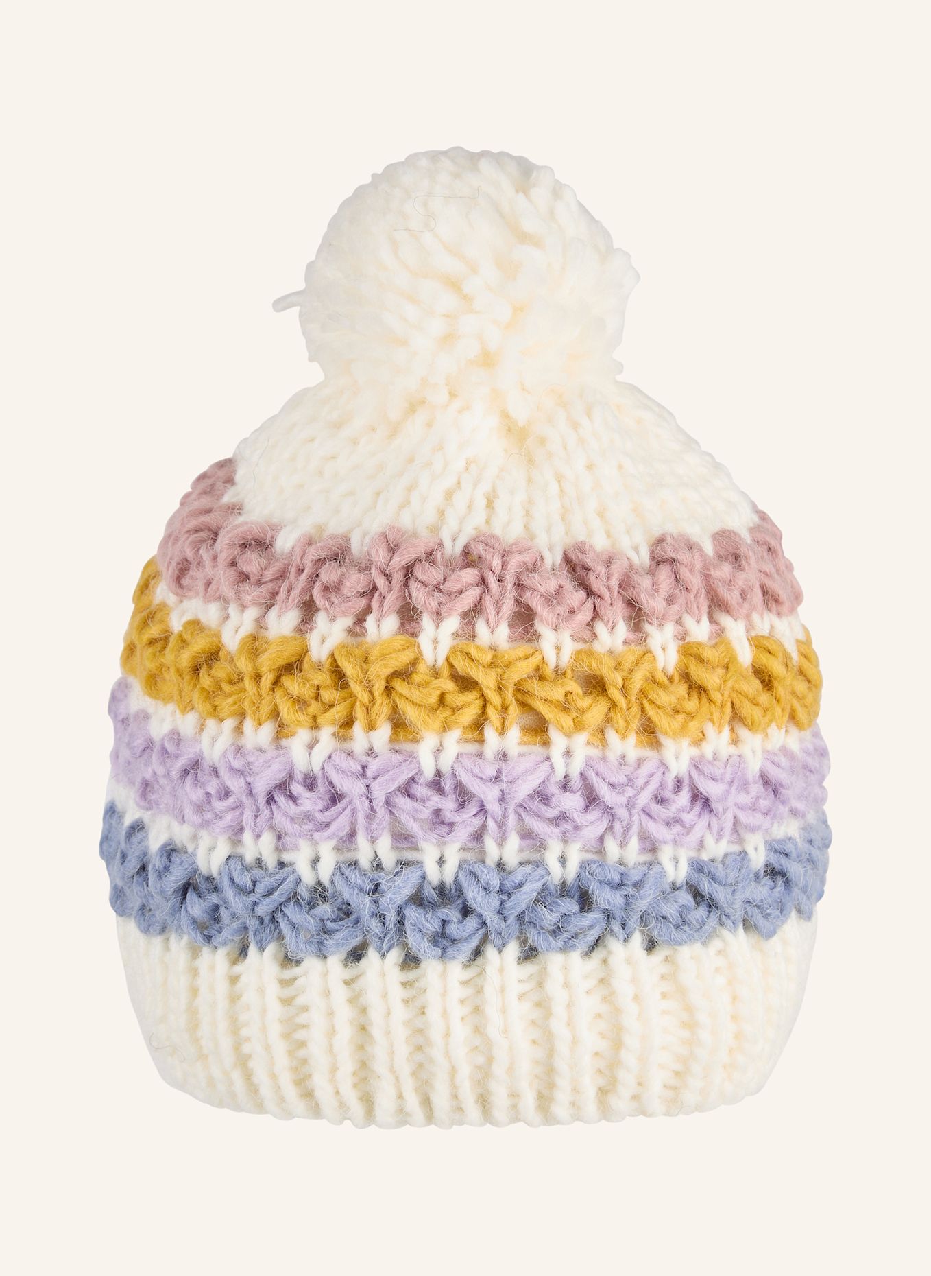Sterntaler Bommelmütze Streifen: BEIGE