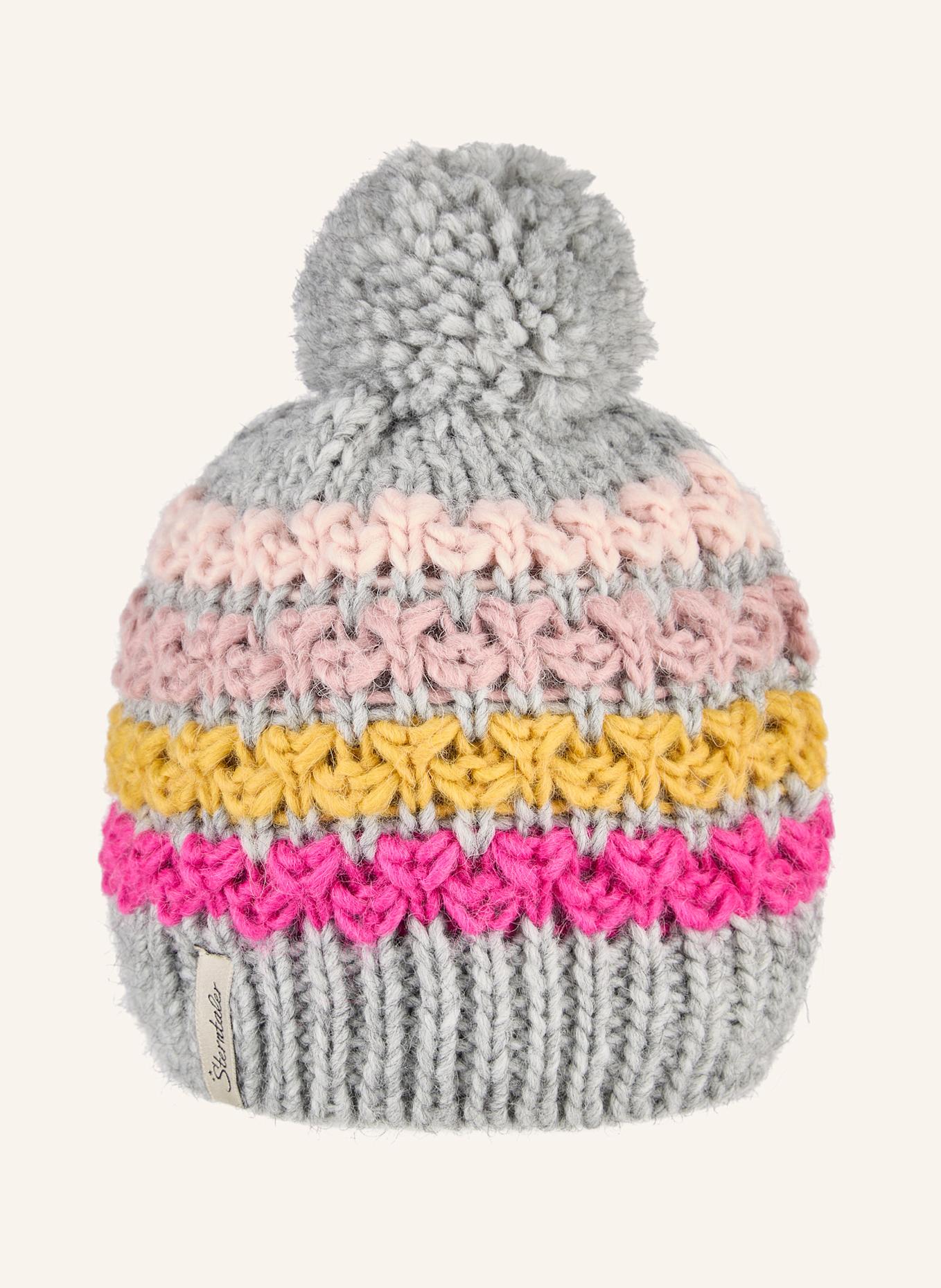 Sterntaler Bommelmütze Streifen: SILBER