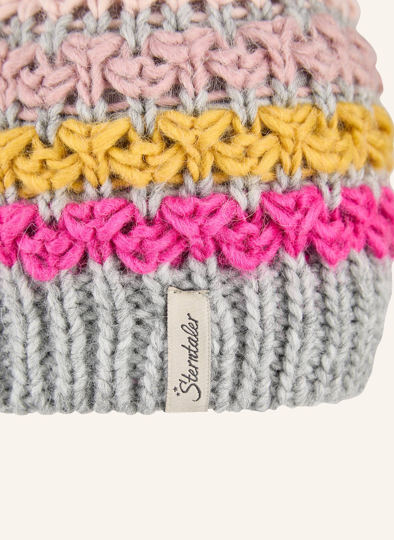 Sterntaler Bommelmütze Streifen: SILBER