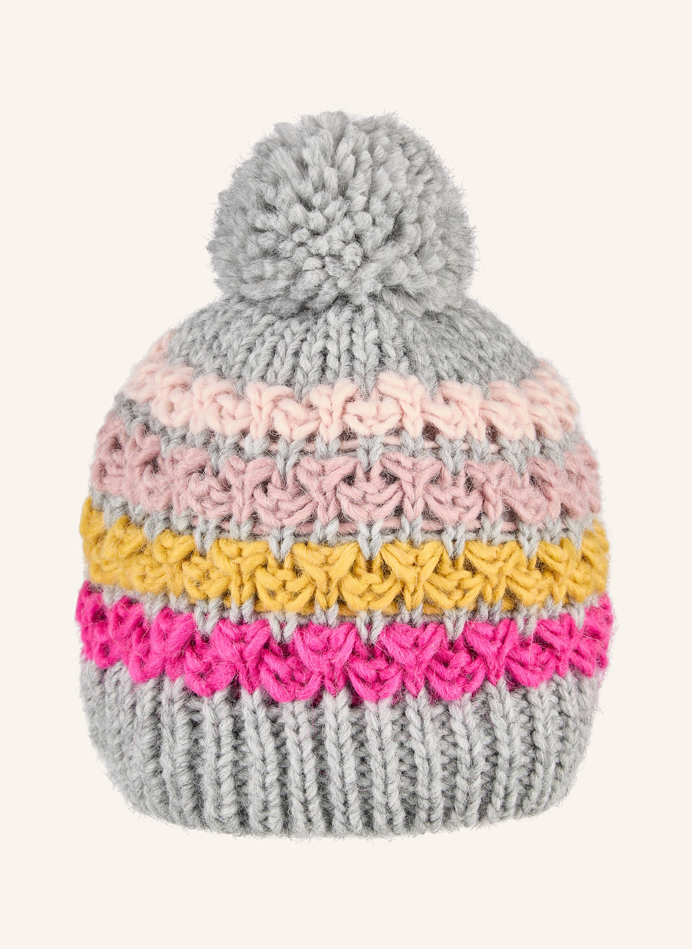 Sterntaler Bommelmütze Streifen: SILBER