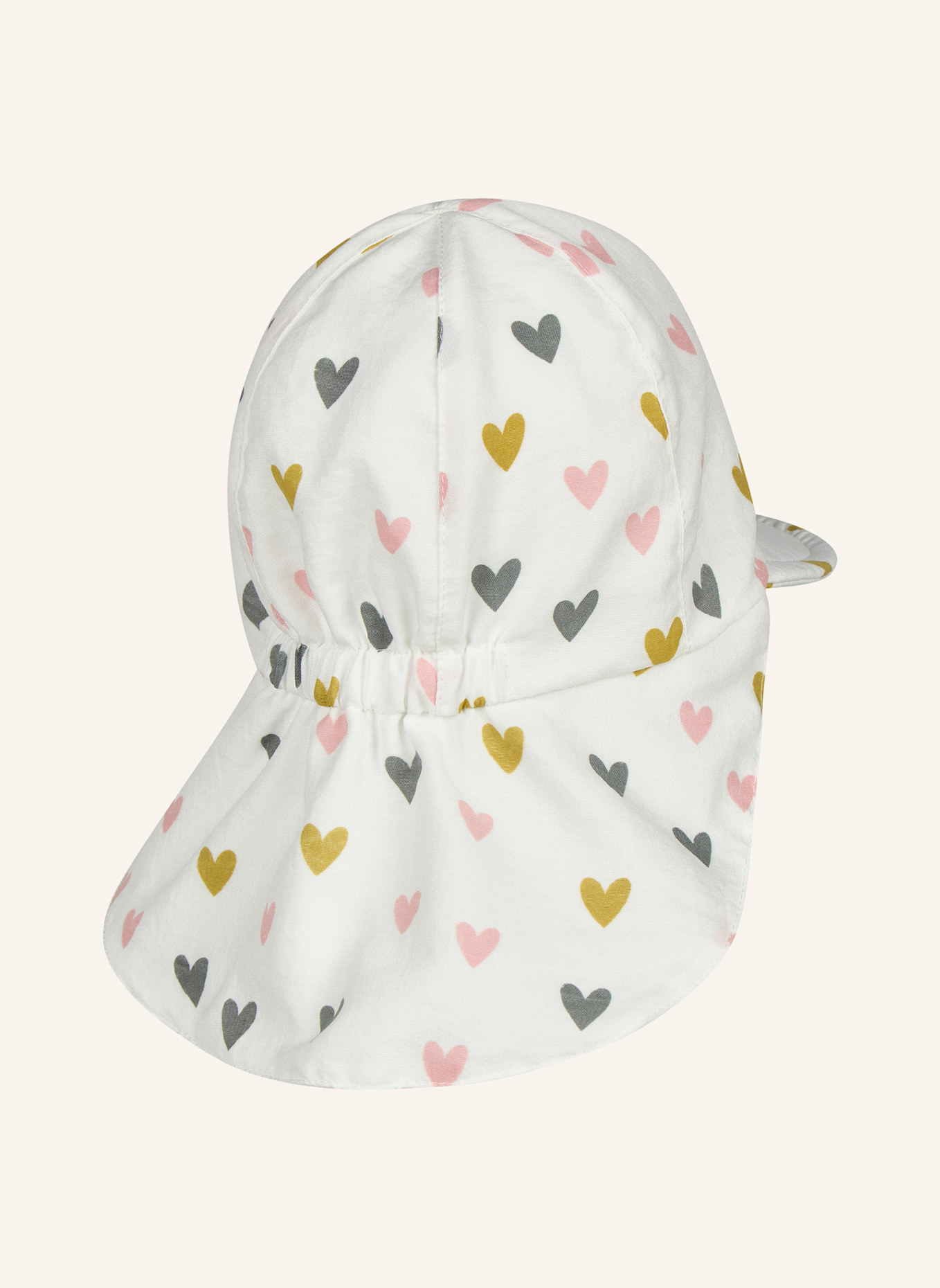 Sterntaler Schirmmütze mit Nackenschutz Herzen: WEISS