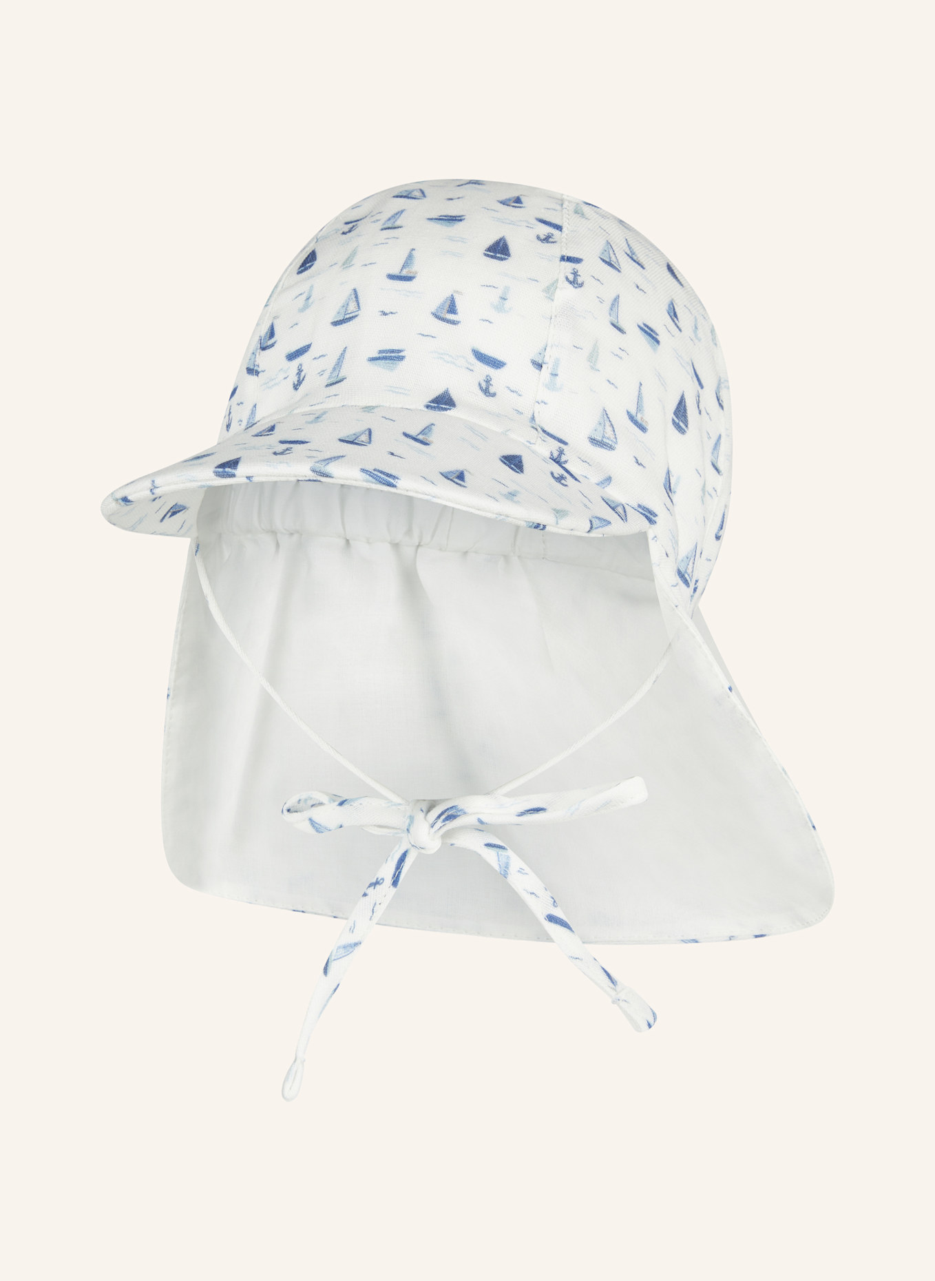 Sterntaler Schirmmütze mit Nackenschutz Boote: WEISS