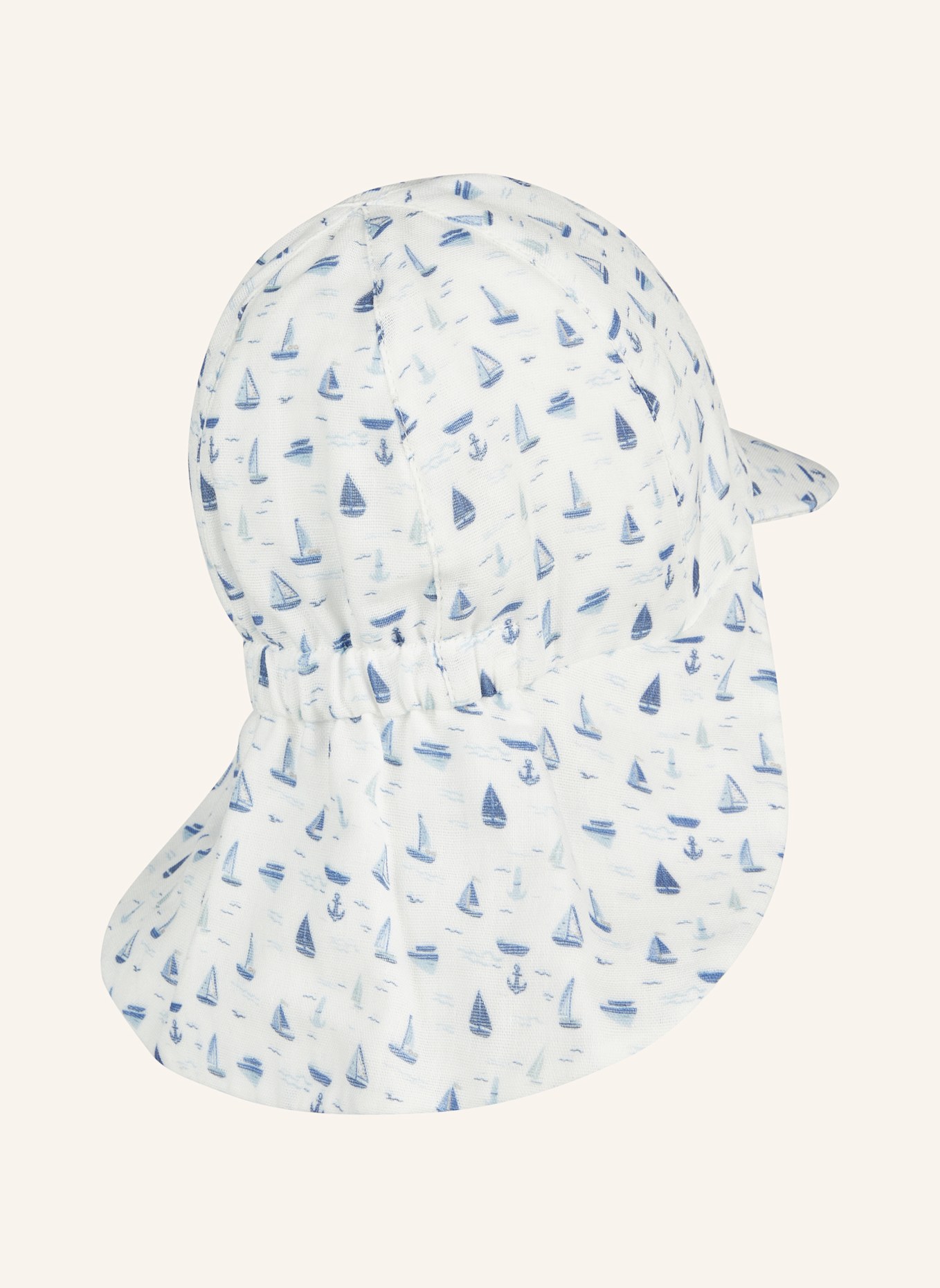 Sterntaler Schirmmütze mit Nackenschutz Boote: WEISS