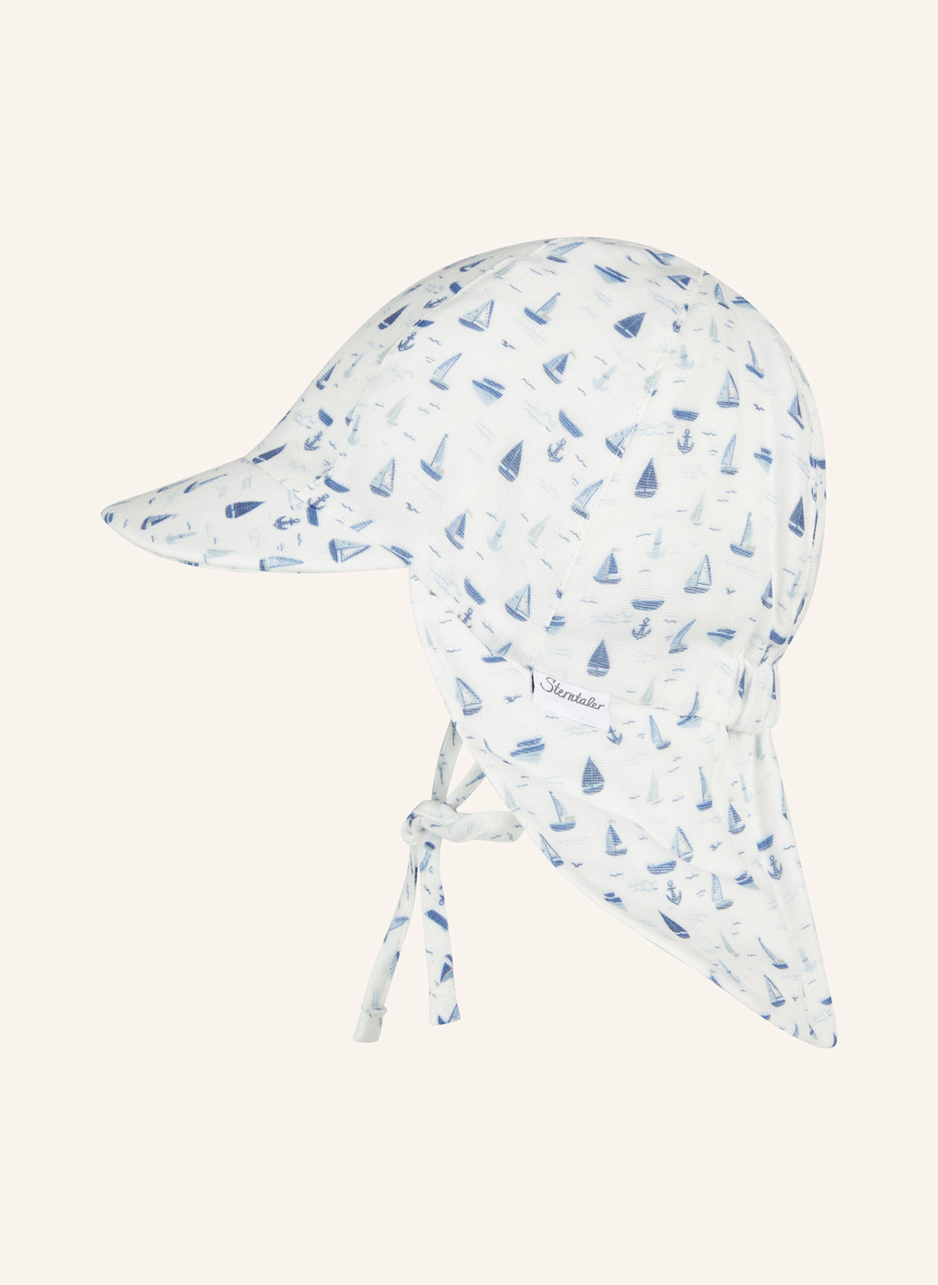 Sterntaler Schirmmütze mit Nackenschutz Boote: WEISS