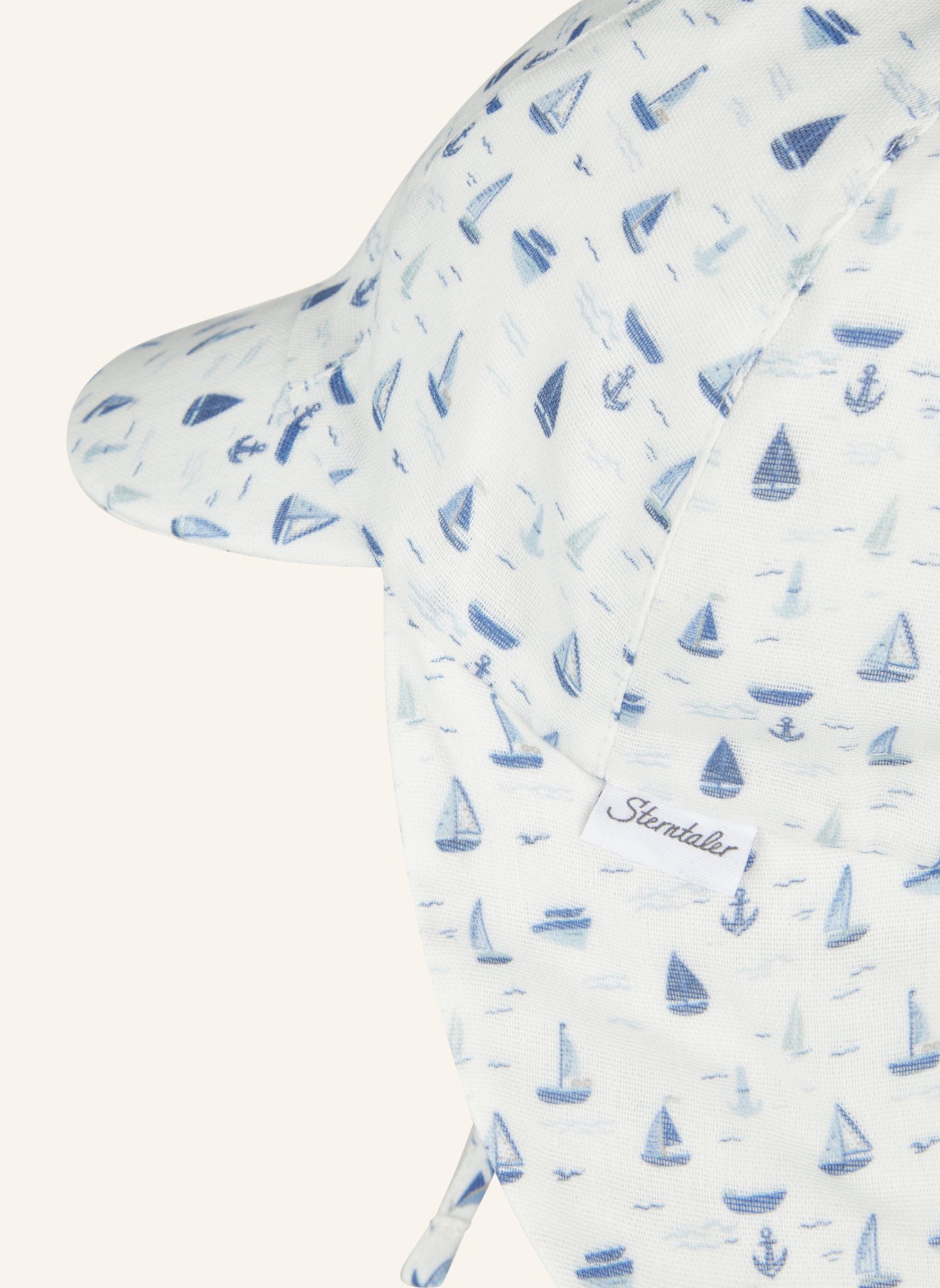 Sterntaler Schirmmütze mit Nackenschutz Boote: WEISS
