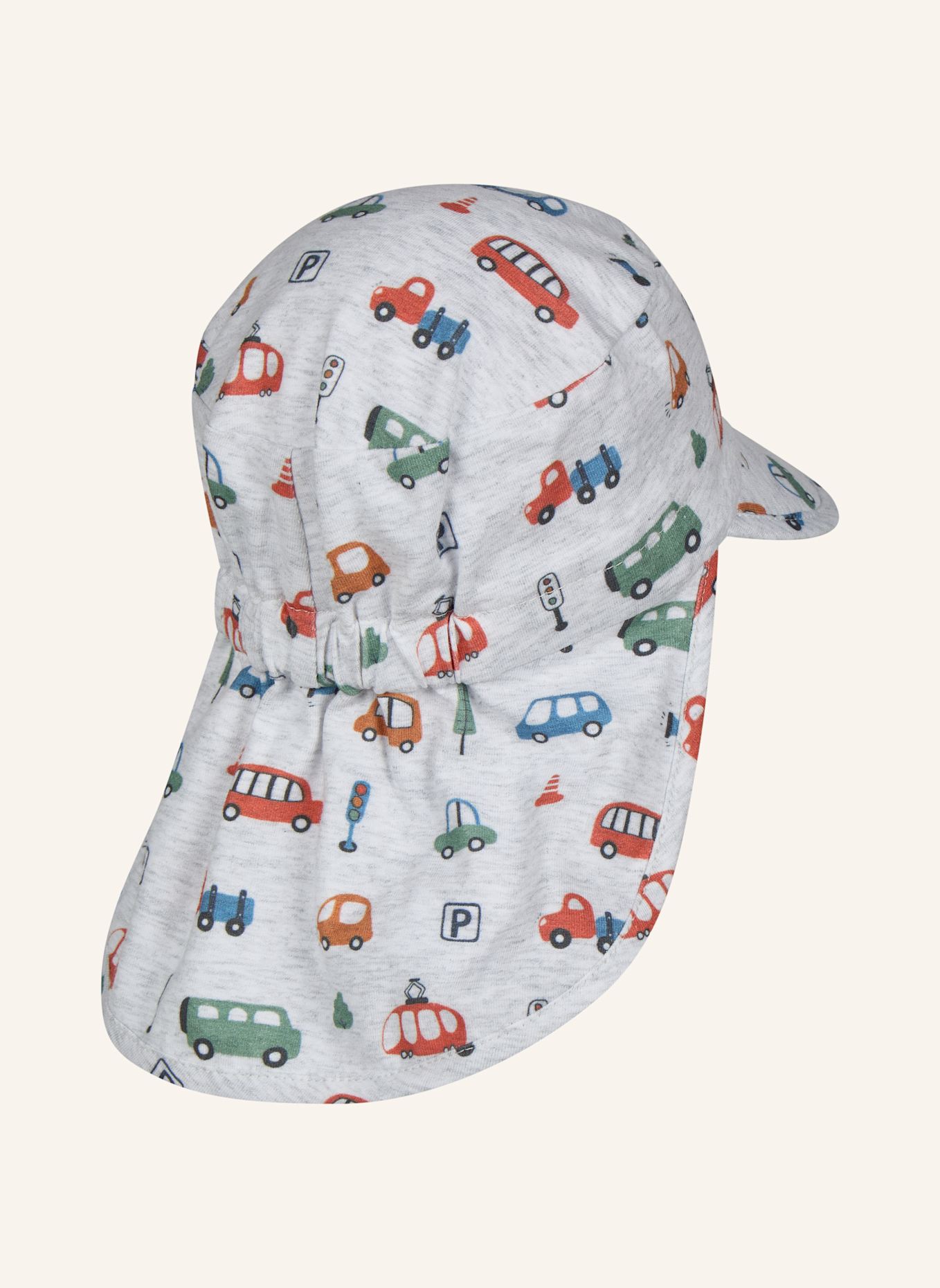 Sterntaler Schirmmütze mit Nackenschutz Fahrzeuge: HELLGRAU