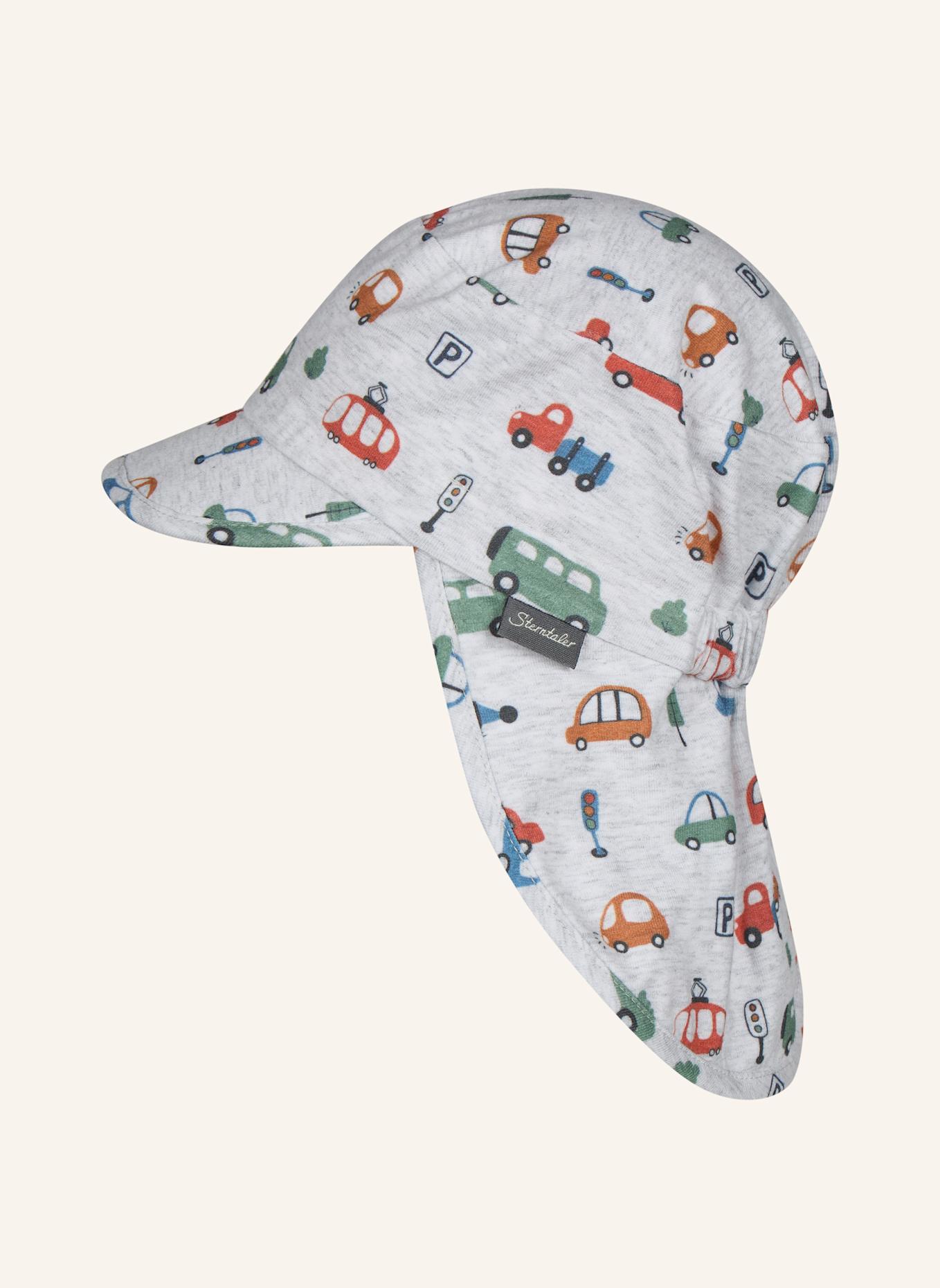 Sterntaler Schirmmütze mit Nackenschutz Fahrzeuge: HELLGRAU
