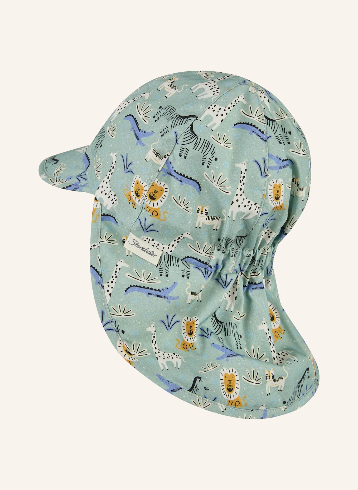Sterntaler Schirmmütze mit Nackenschutz Zootiere: HELLGRÜN