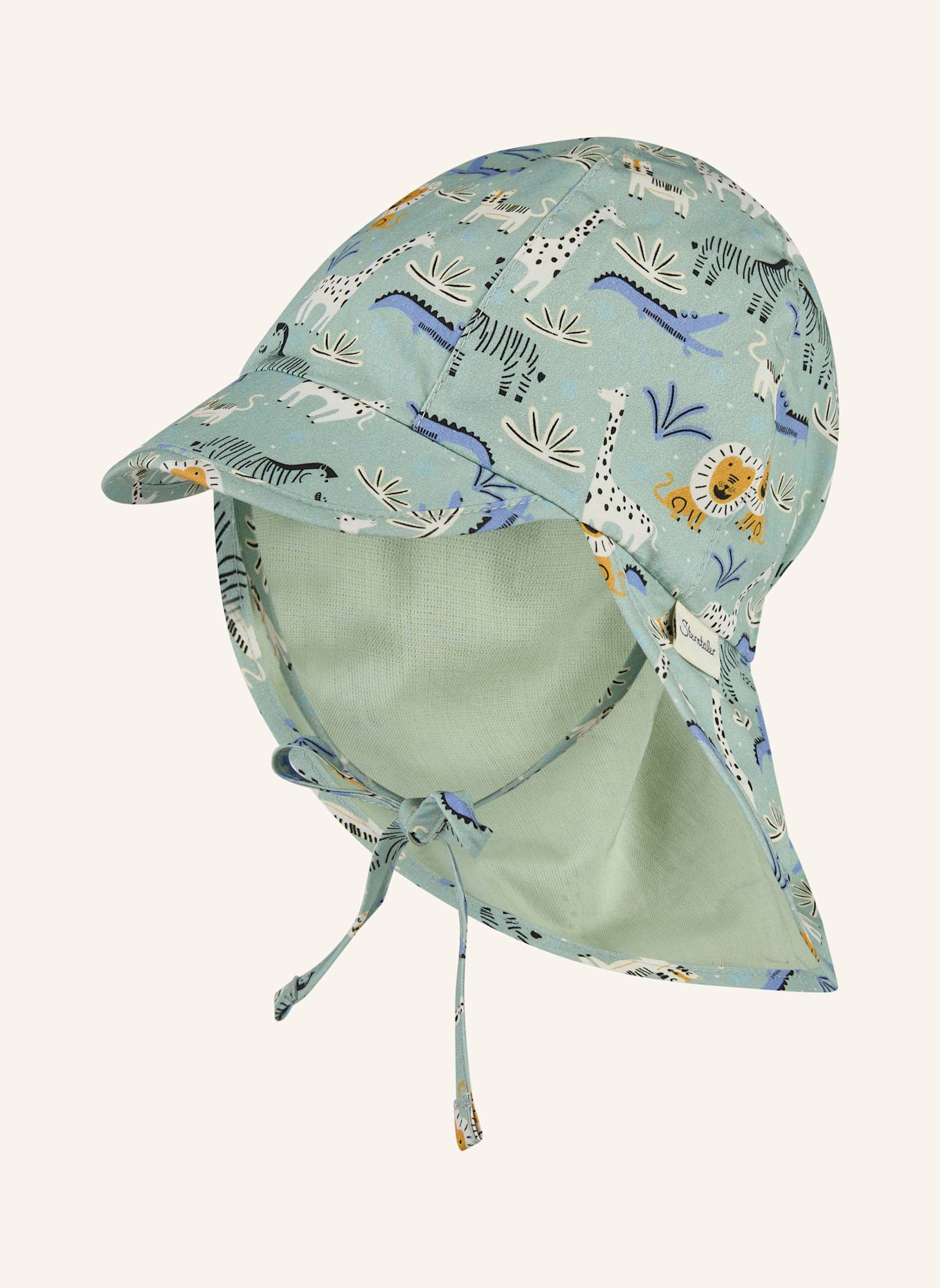 Sterntaler Schirmmütze mit Nackenschutz Zootiere: HELLGRÜN