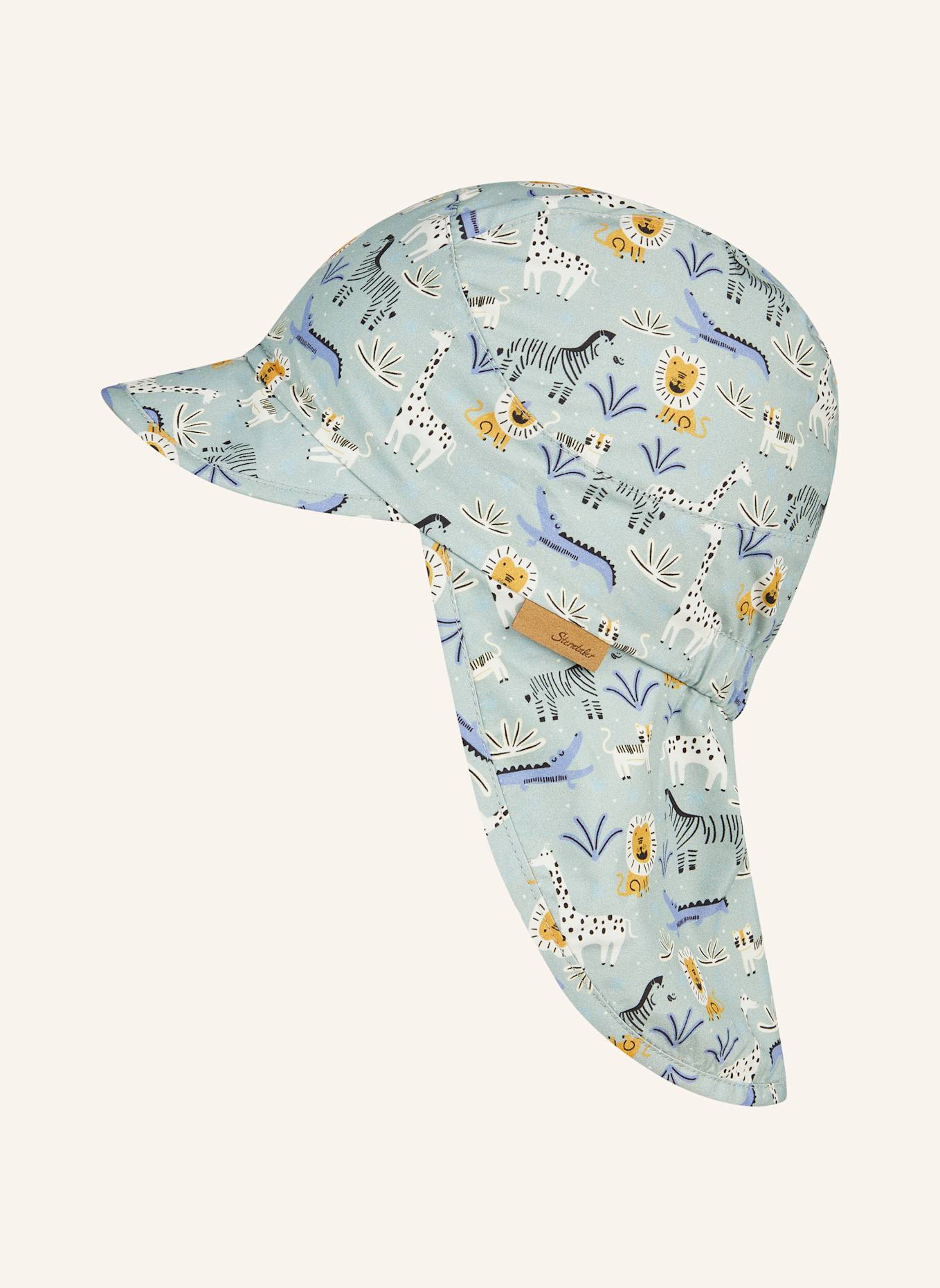 Sterntaler Schirmmütze mit Nackenschutz Zootiere: HELLGRÜN