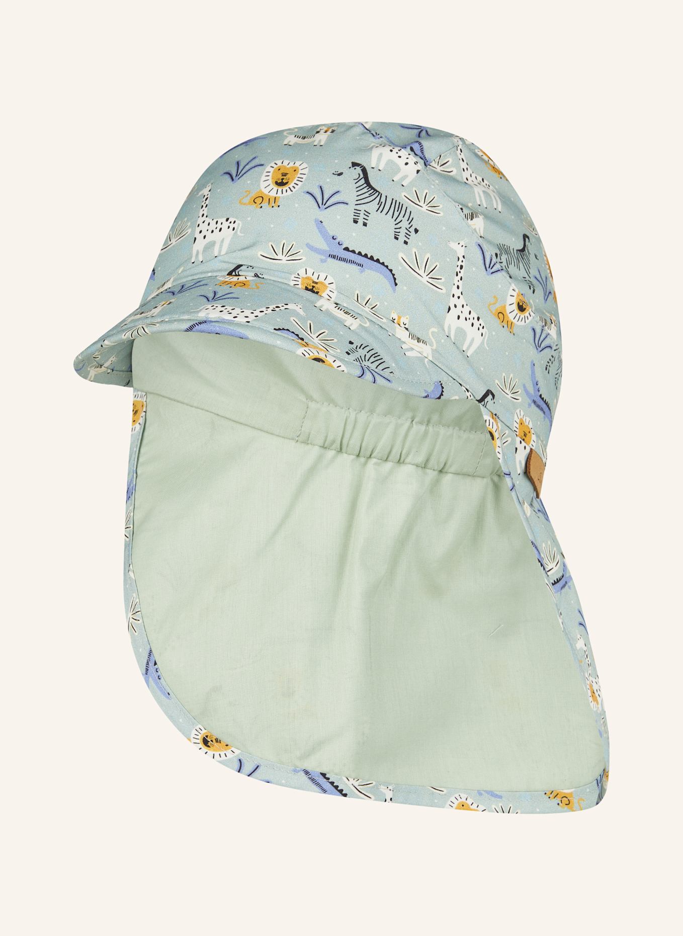 Sterntaler Schirmmütze mit Nackenschutz Zootiere: HELLGRÜN