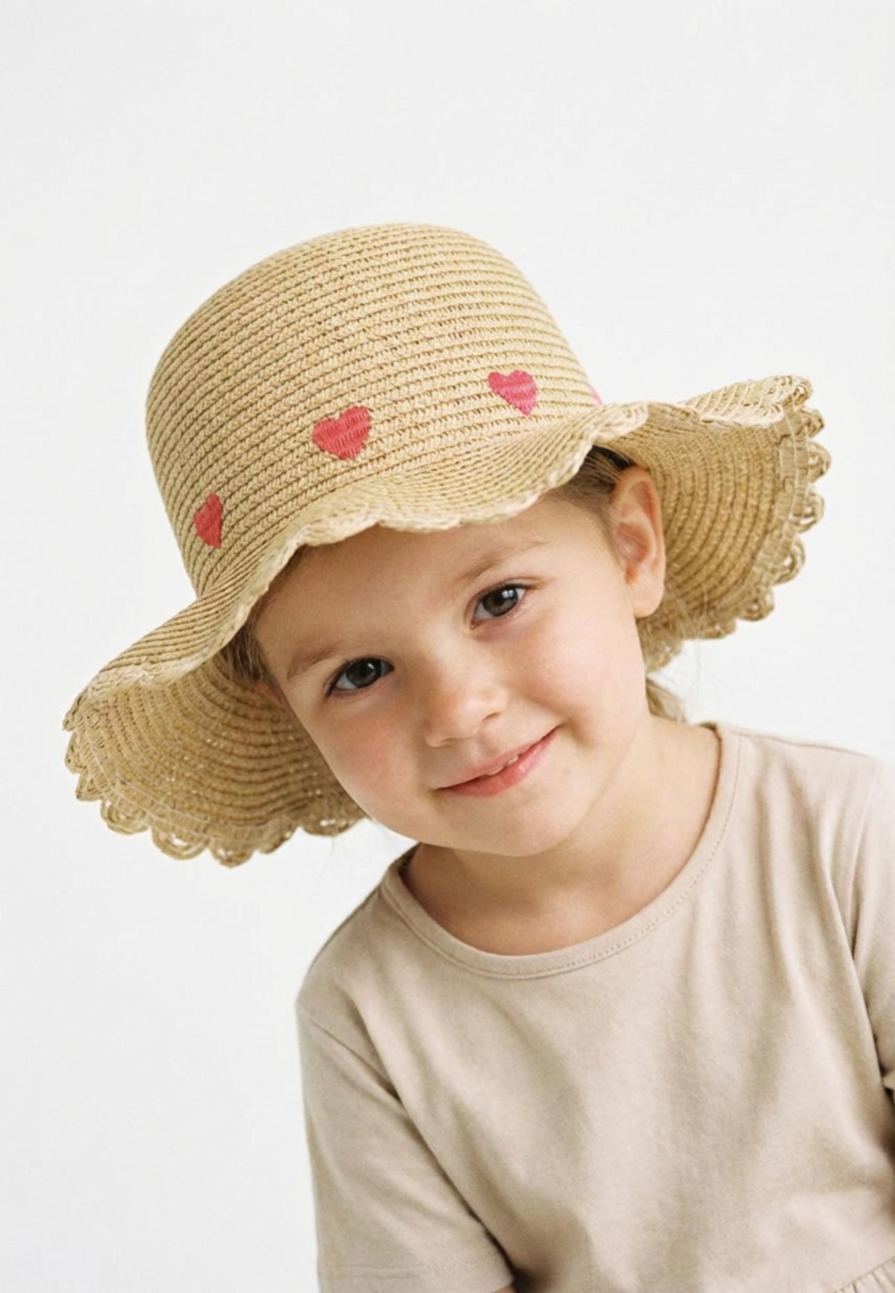 Sterntaler Strohhut Herzen: GELB