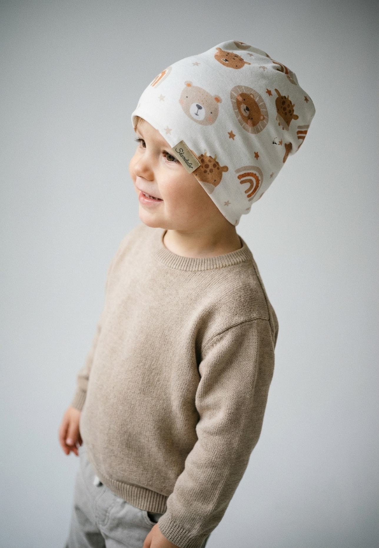 Sterntaler Beanie Tiergesicht: HELLGRAU