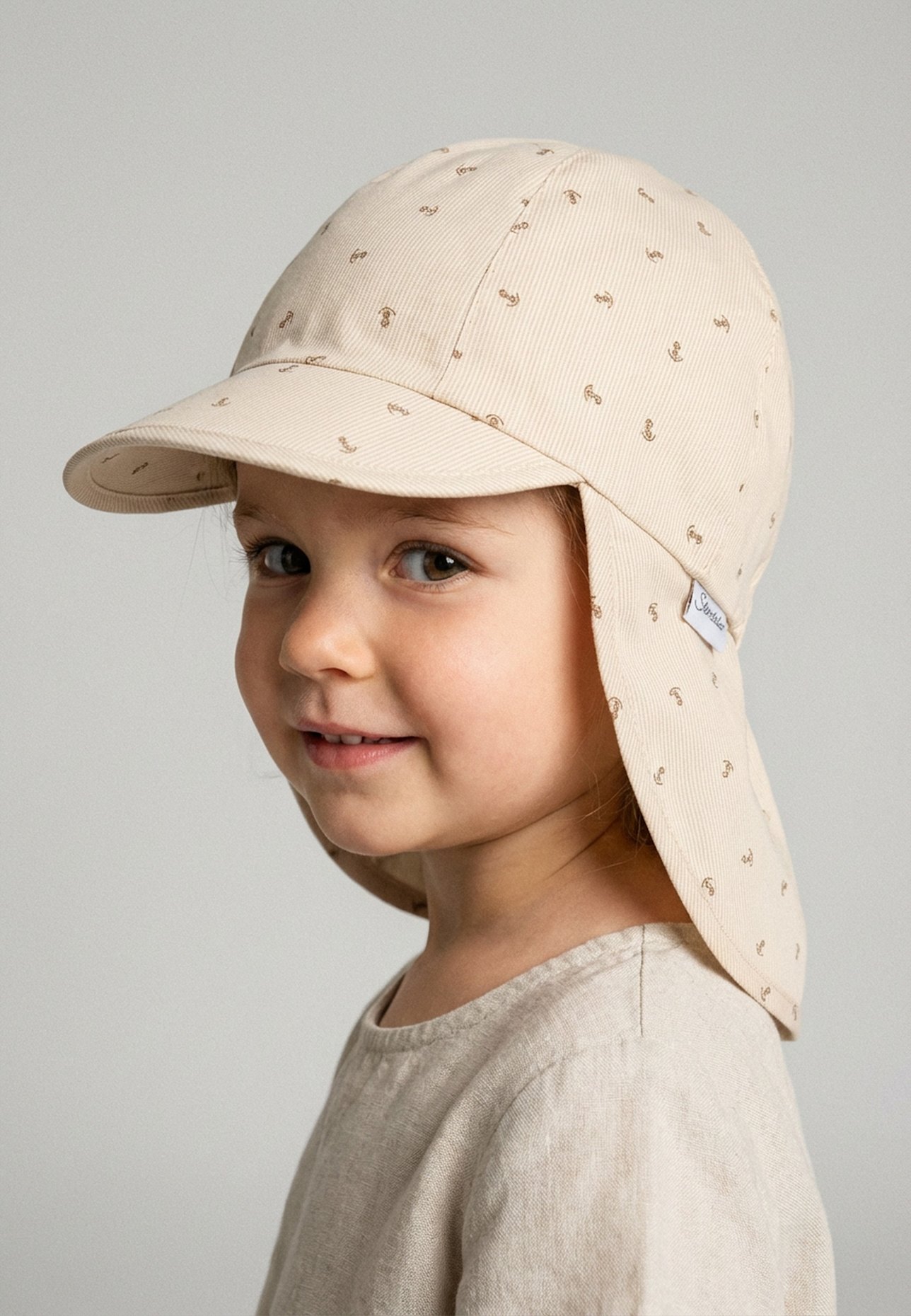 Sterntaler Schirmmütze mit Nackenschutz Anker: BEIGE
