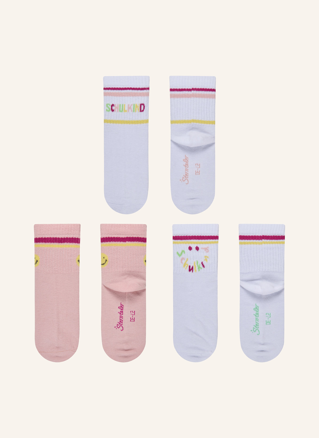 Sterntaler Socken 3er-Pack Schulkind: HELLROSA