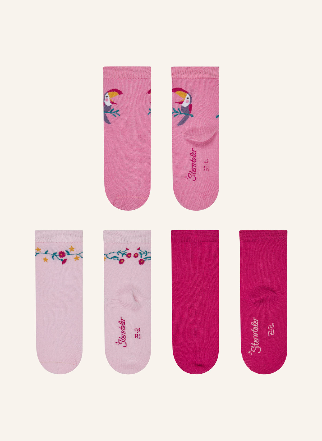 Sterntaler Socken 3er-Pack Tukan: ROSA