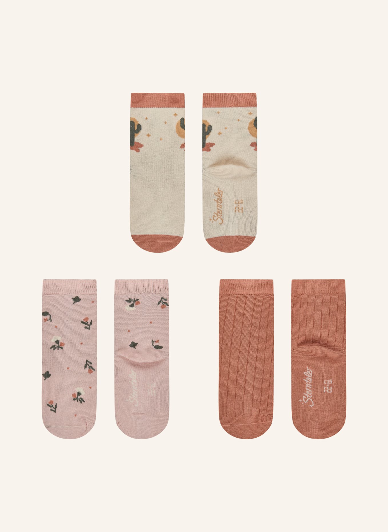 Sterntaler Socken 3er-Pack Kaktus: WEISS