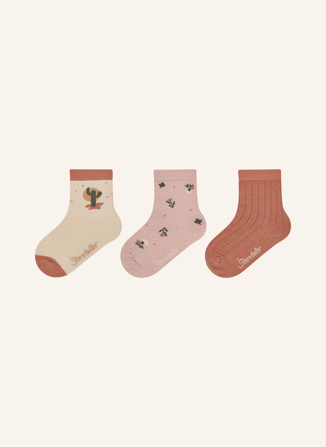Sterntaler Socken 3er-Pack Kaktus: WEISS