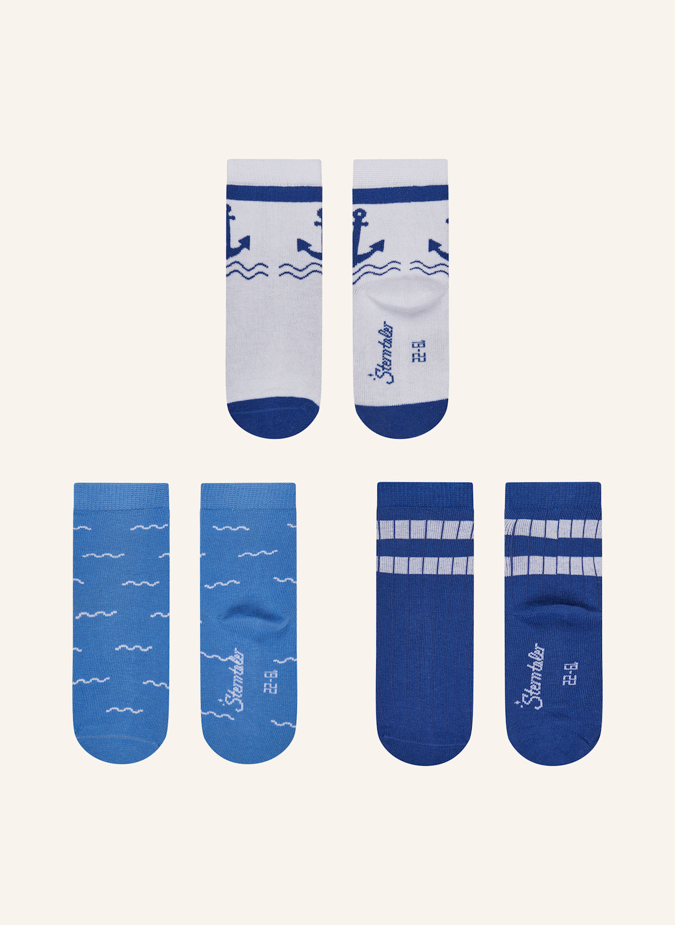 Sterntaler Socken 3er-Pack Anker: WEISS