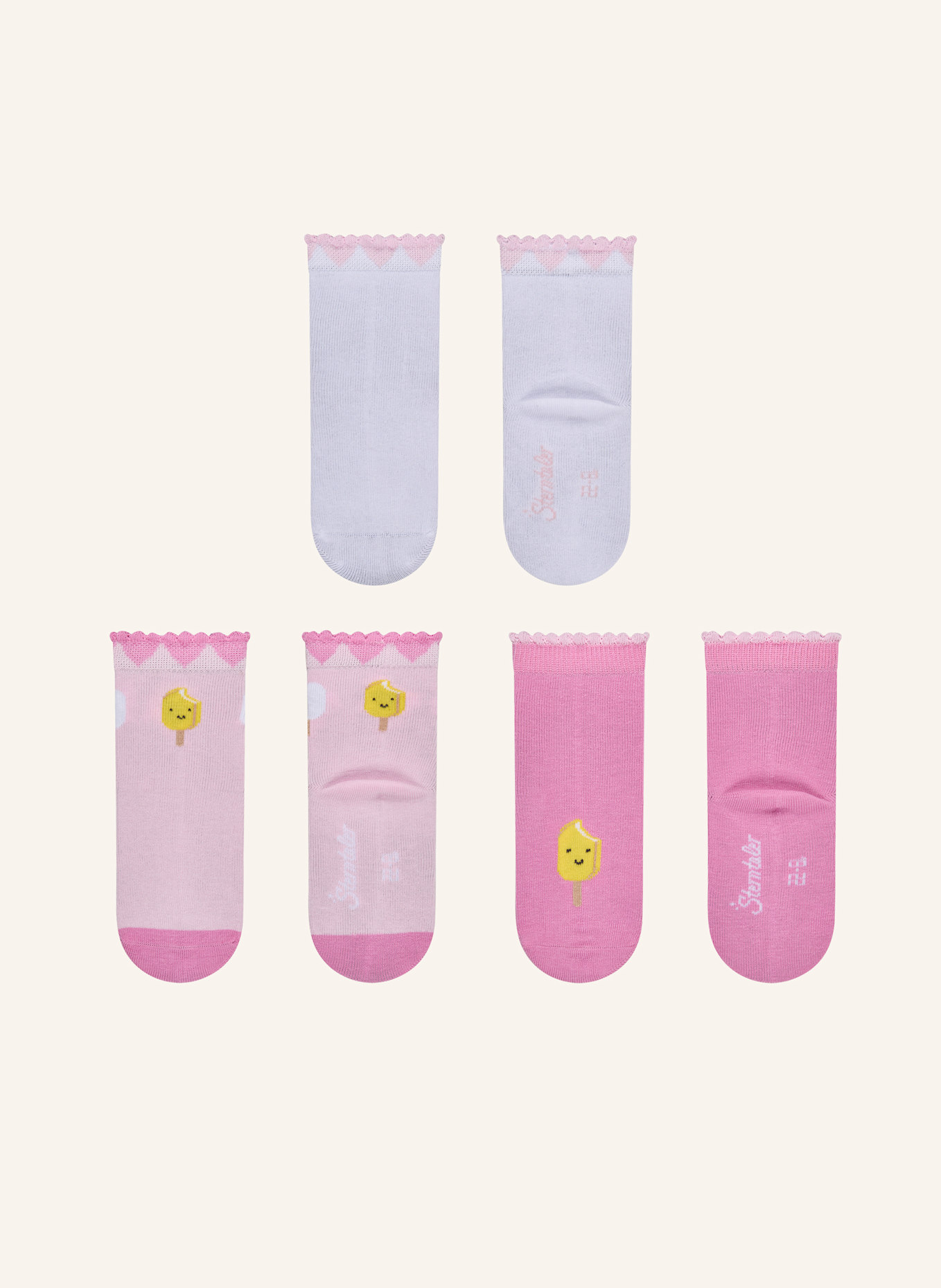 Sterntaler Socken 3er-Pack Eis am Stiel: WEISS