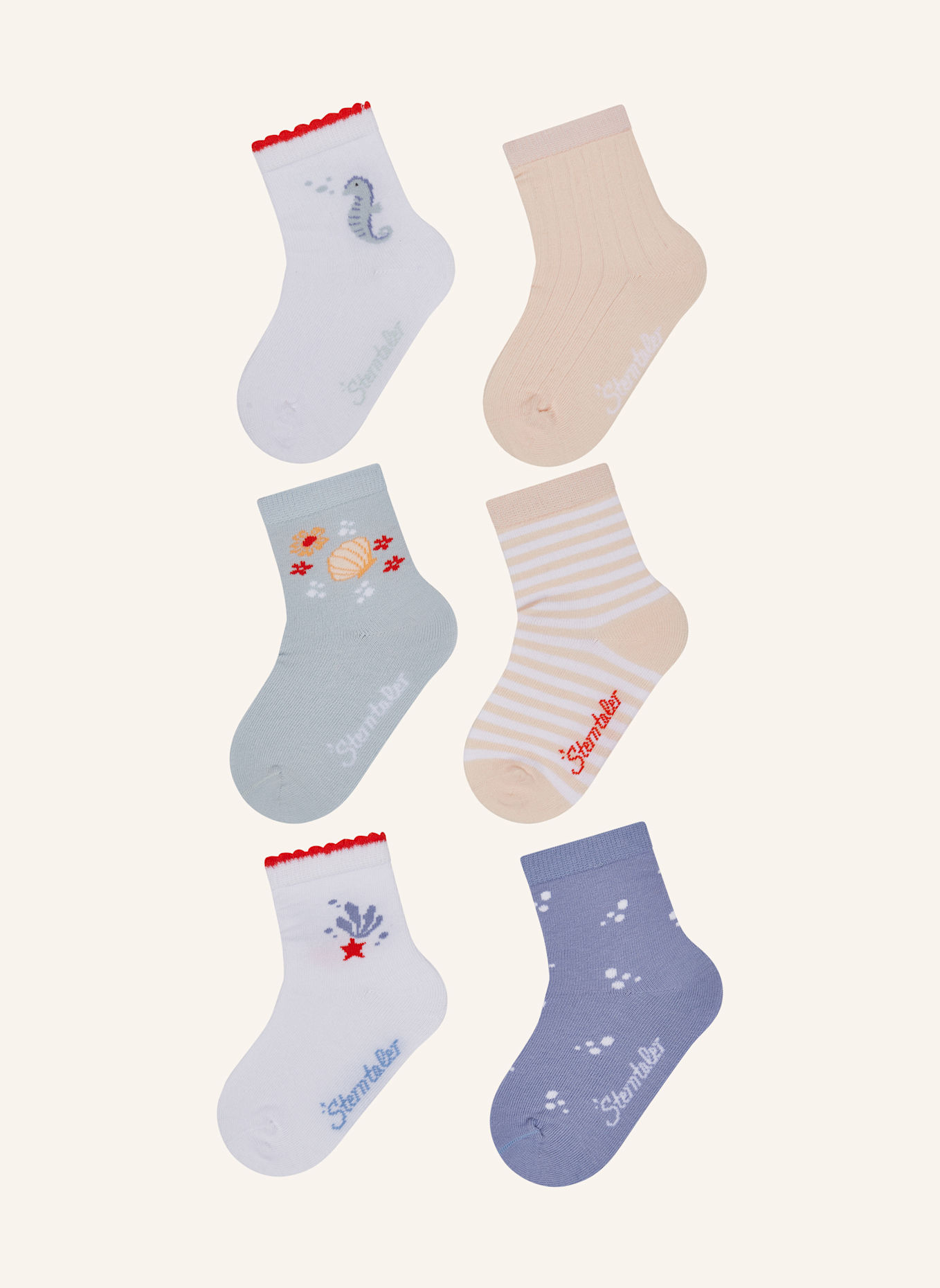 Sterntaler Socken 6er-Pack Seepferdchen: WEISS