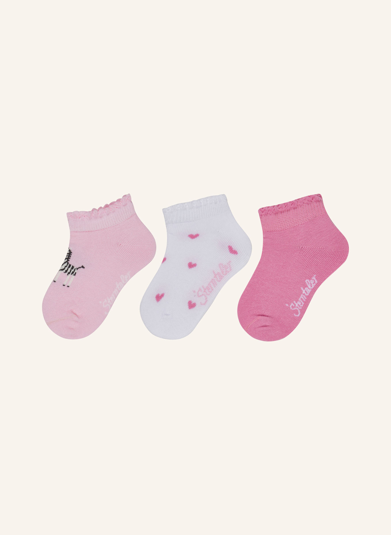 Sterntaler Sneaker Socken 3er-Pack Zebra: ROSA