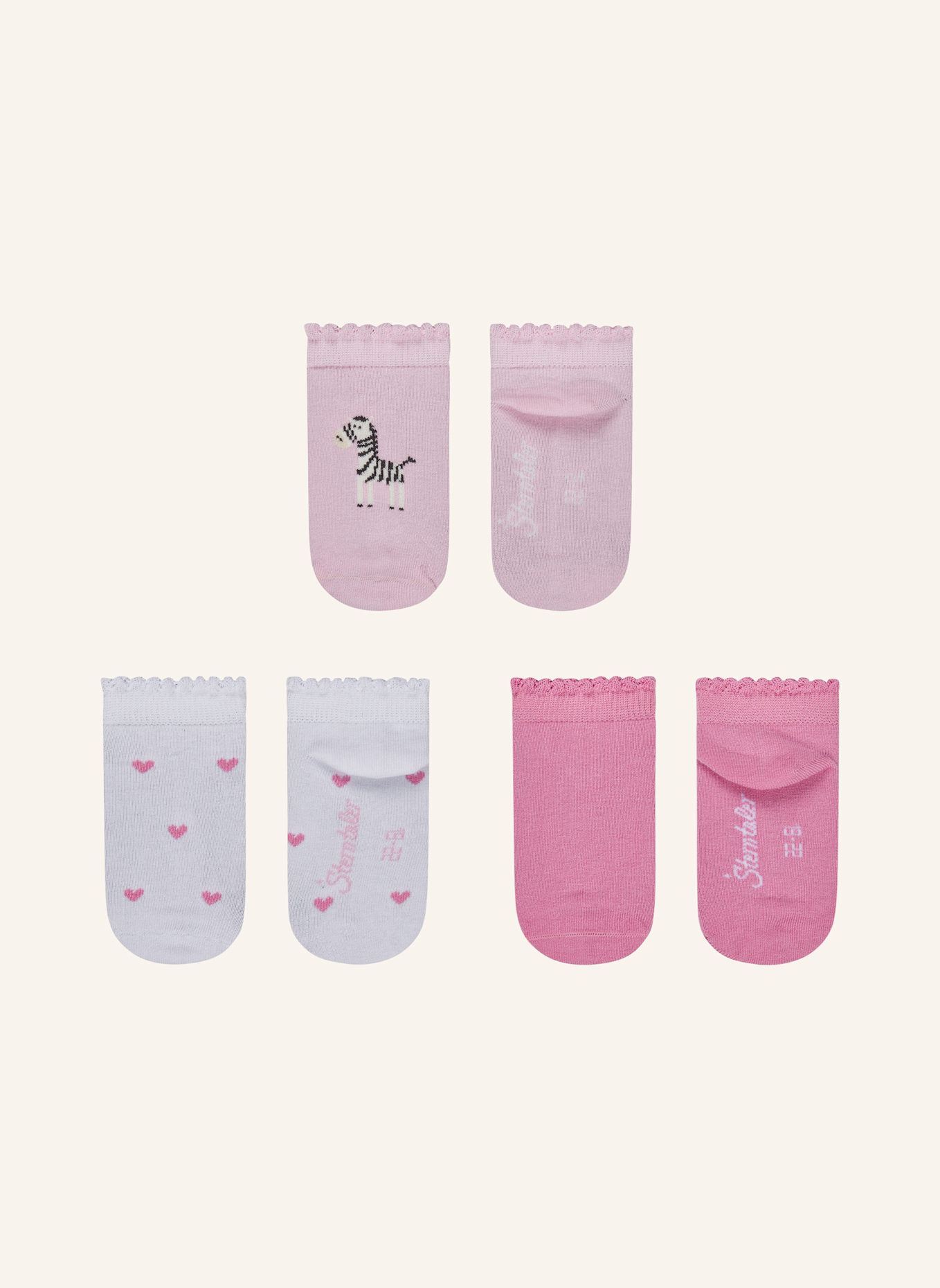 Sterntaler Sneaker Socken 3er-Pack Zebra: ROSA