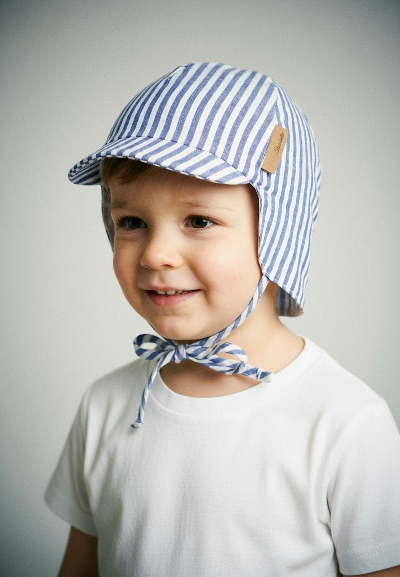 Sterntaler Schirmmütze mit Nackenschutz gestreift: BLAU