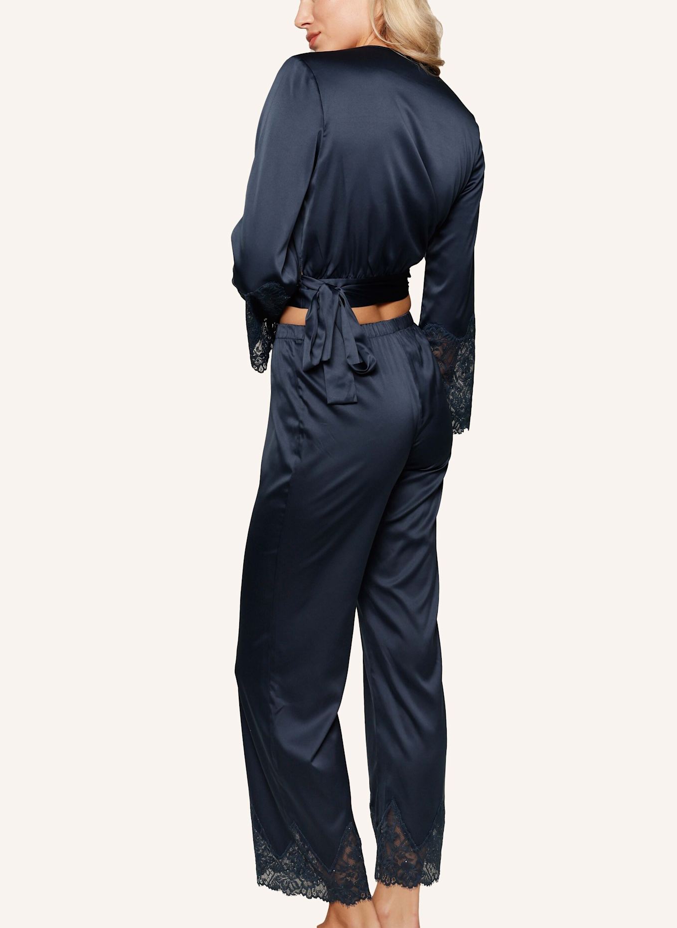 LINGADORE Satin Pyjama set: DUNKELBLAU