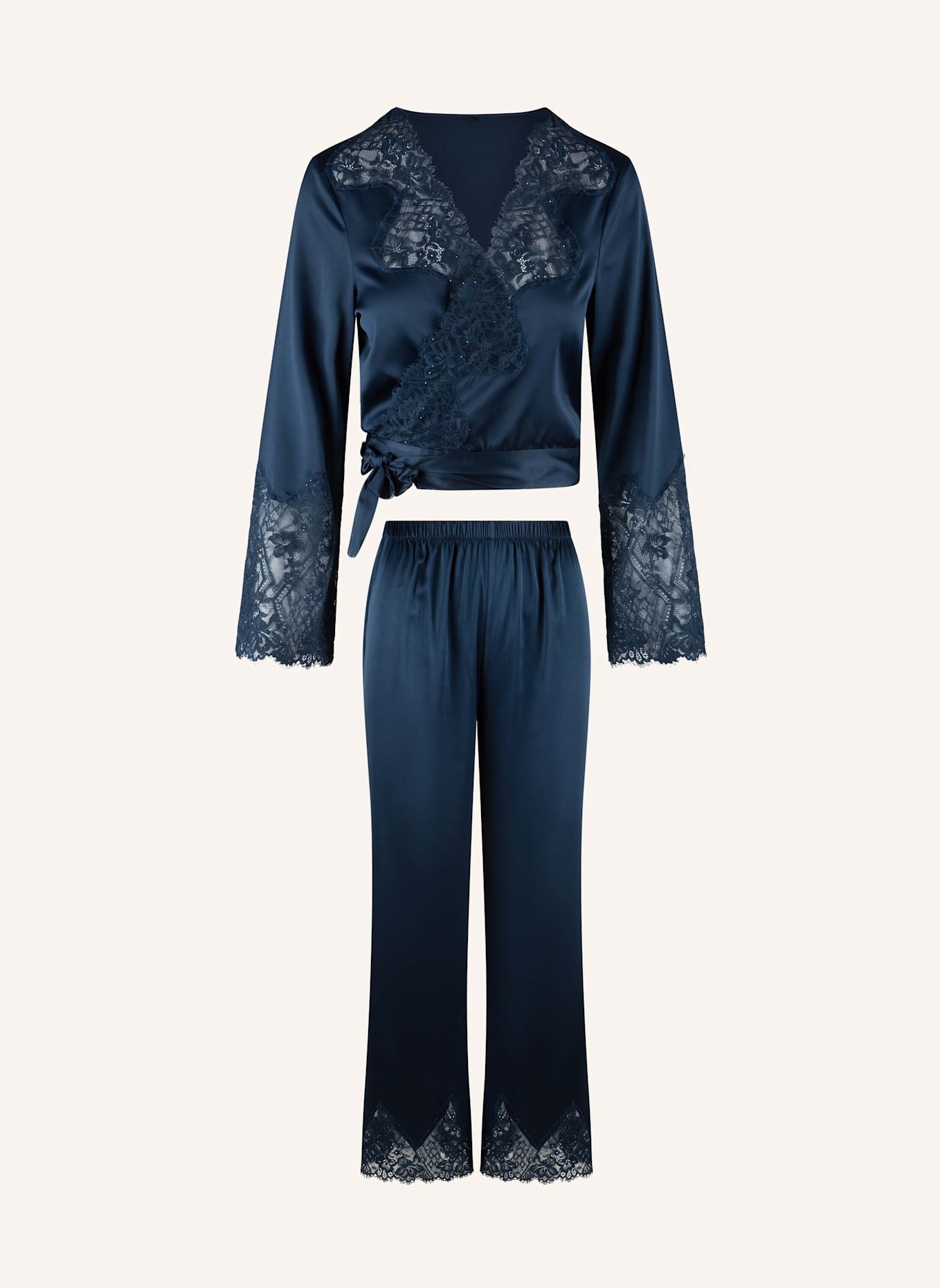 LINGADORE Satin Pyjama set: DUNKELBLAU