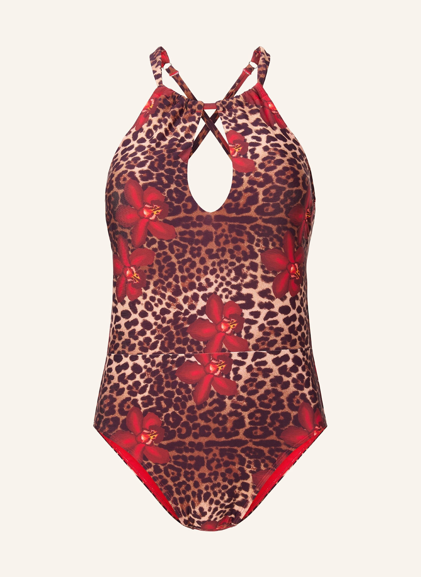 LINGADORE Badeanzug: ROT/ BRAUN