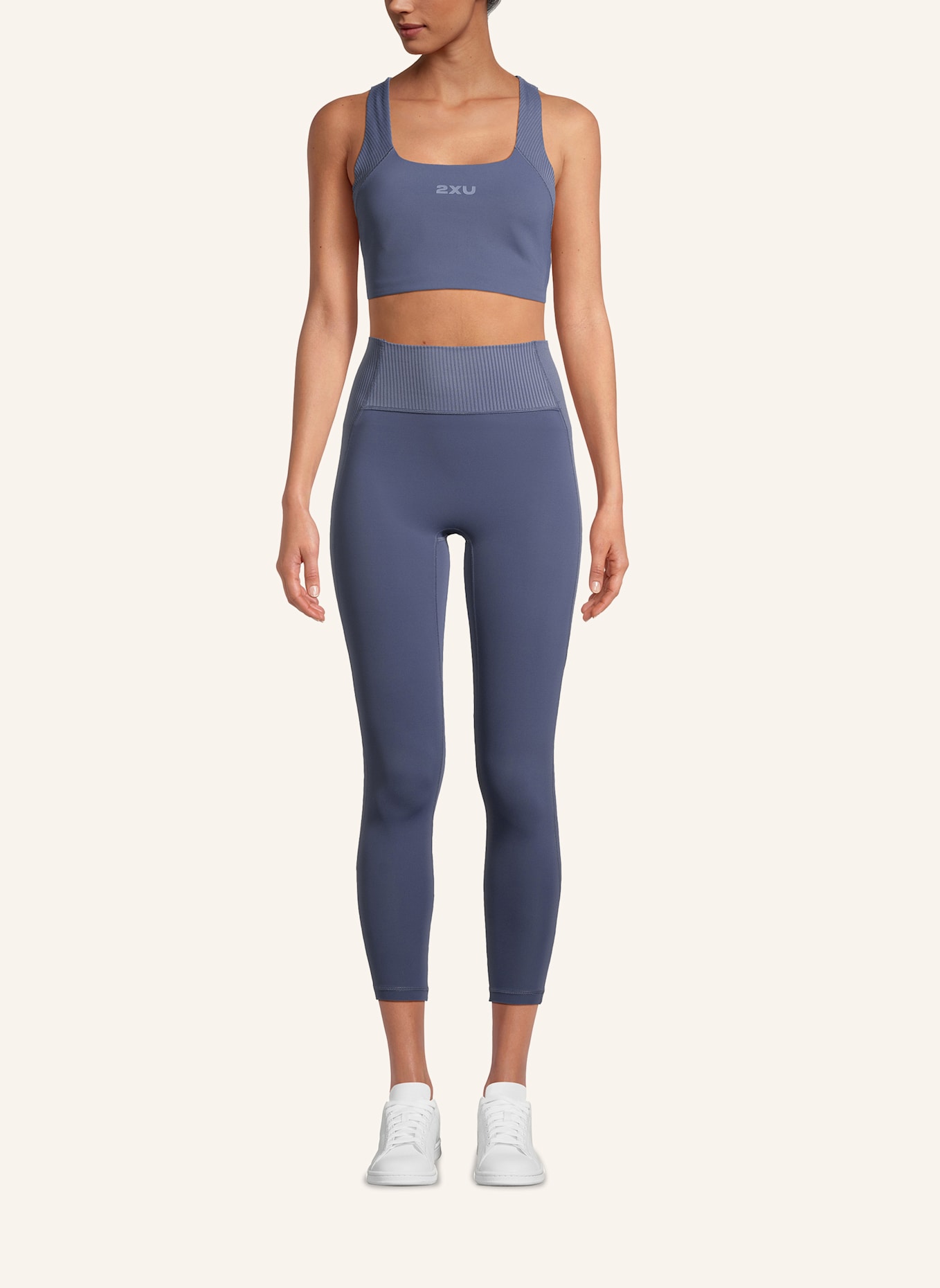 2XU Sport-BH ROBBED LONGLINE LOW IMPACT BRA: BLAU