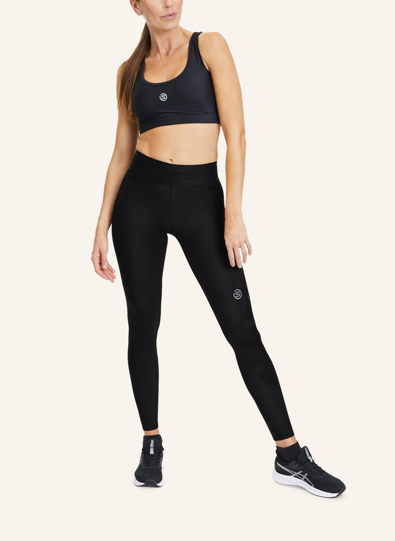 SKINS 7/8-Lauftights S3 LONG TIGHTS: SCHWARZ