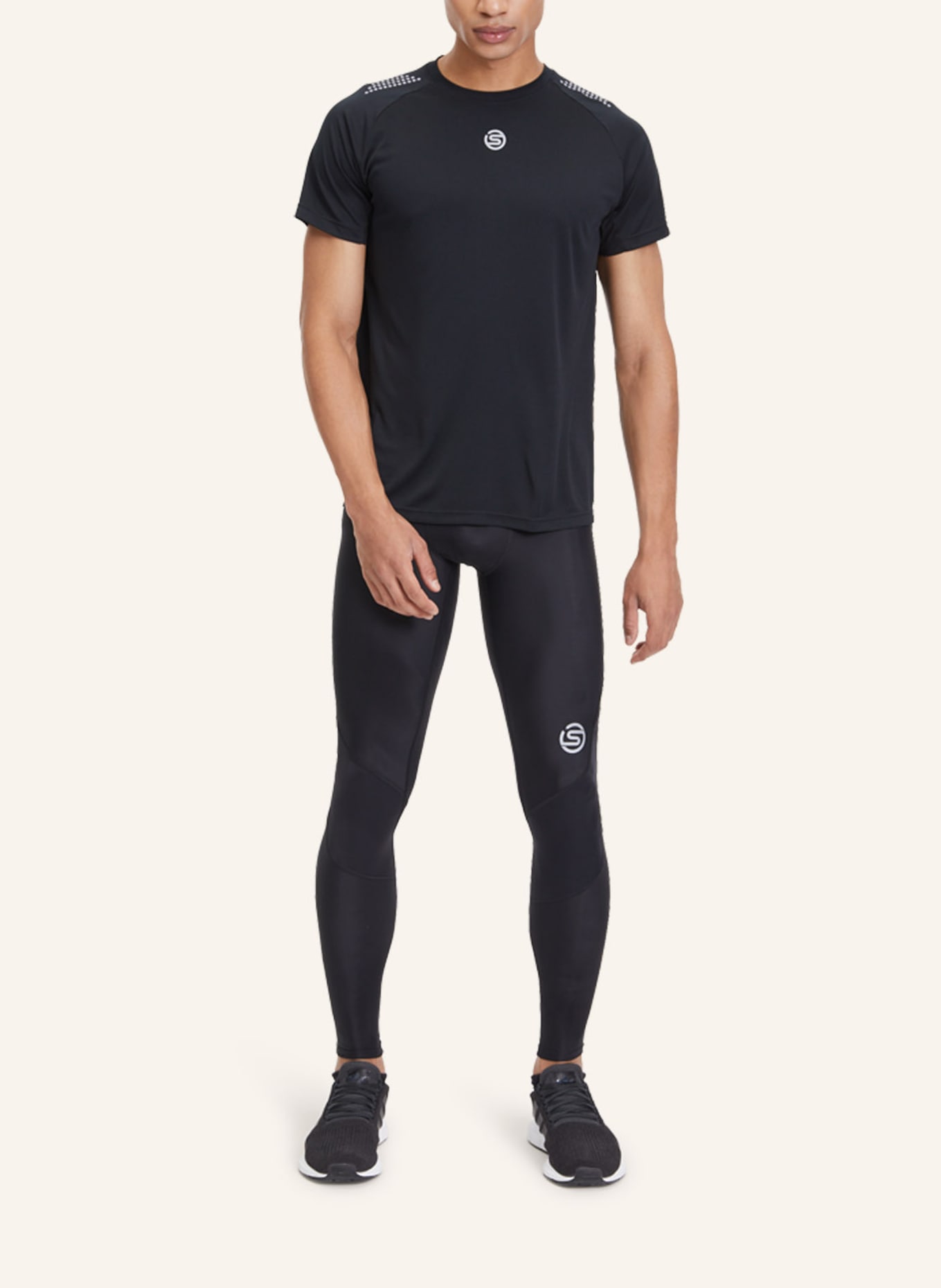 SKINS Kompressionshose S3 LONG TIGHTS: SCHWARZ