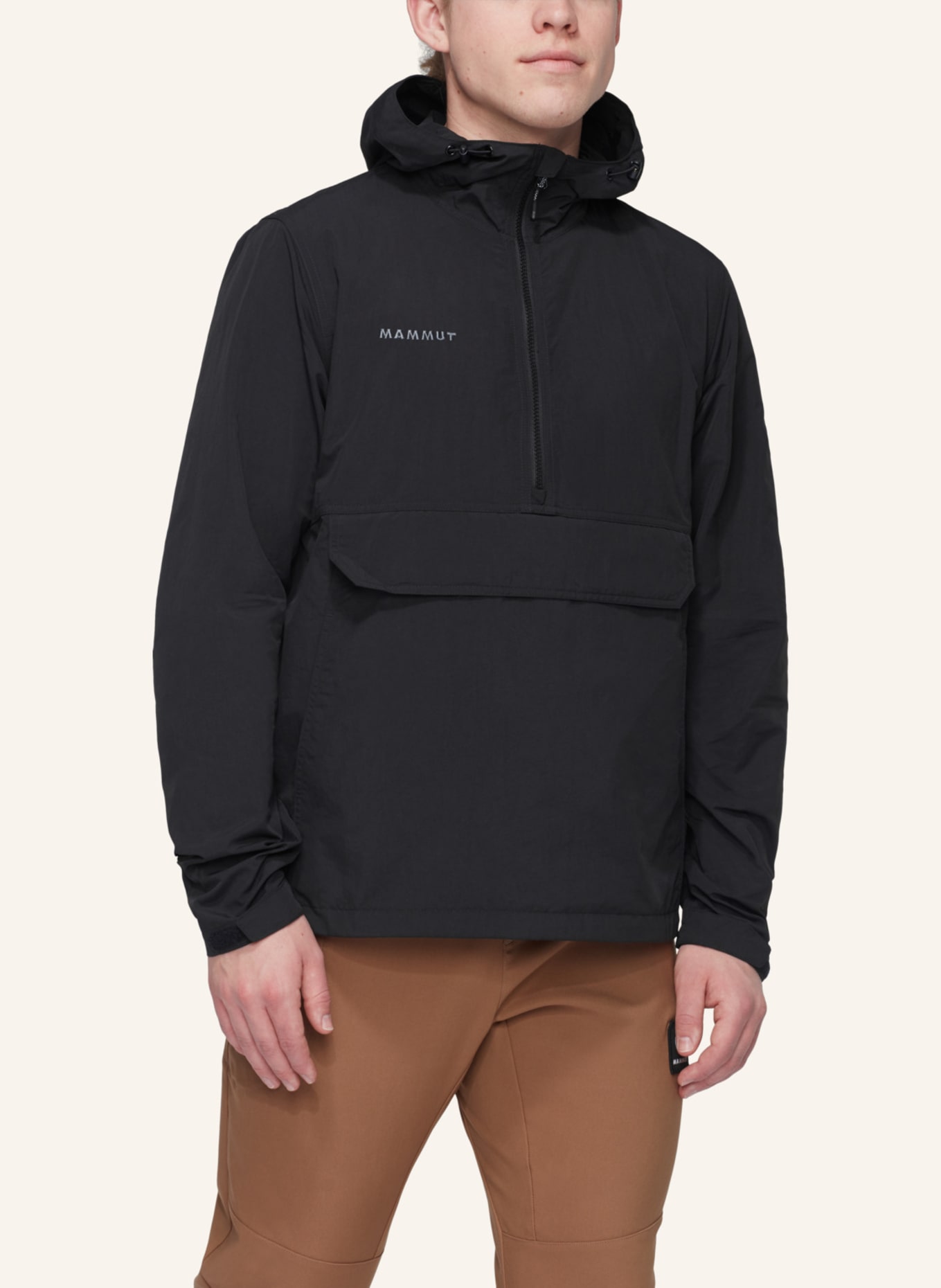 MAMMUT Windbreaker HIKING HOODED ANORAK: SCHWARZ