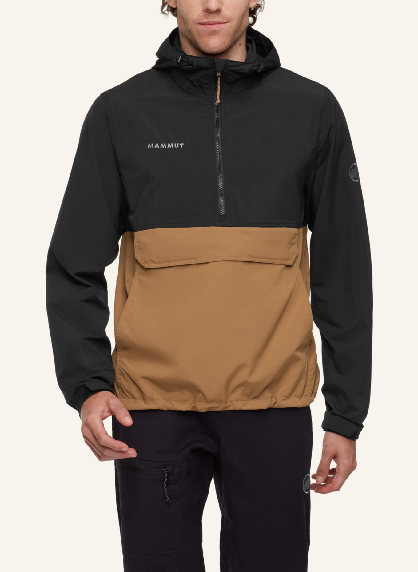 MAMMUT Windbreaker HIKING HOODED ANORAK: BEIGE/ BRAUN/ CAMEL