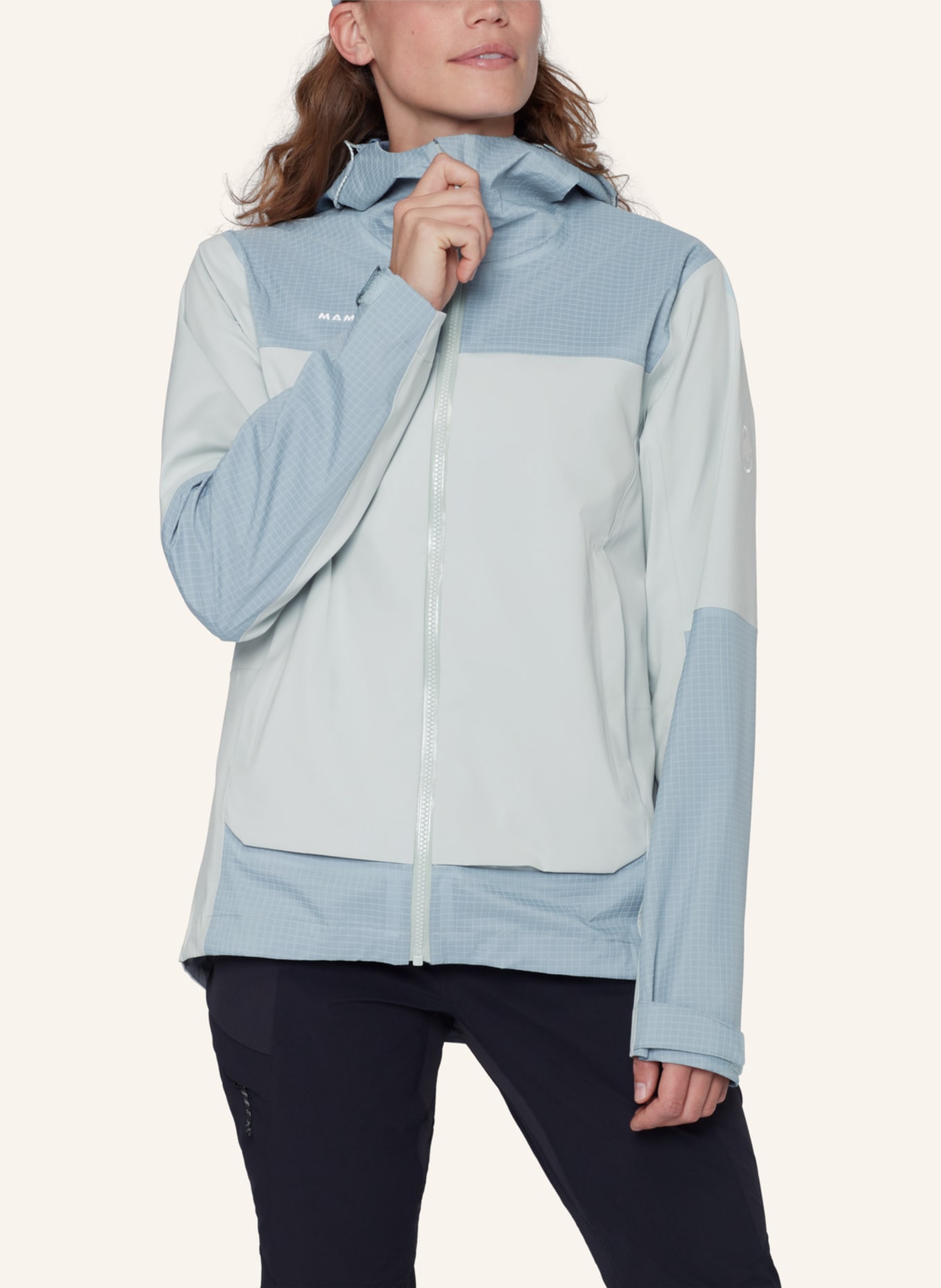 MAMMUT Hardshelljacke DUCAN GUIDE HS mit Kapuze: BLAU/ GRÜN