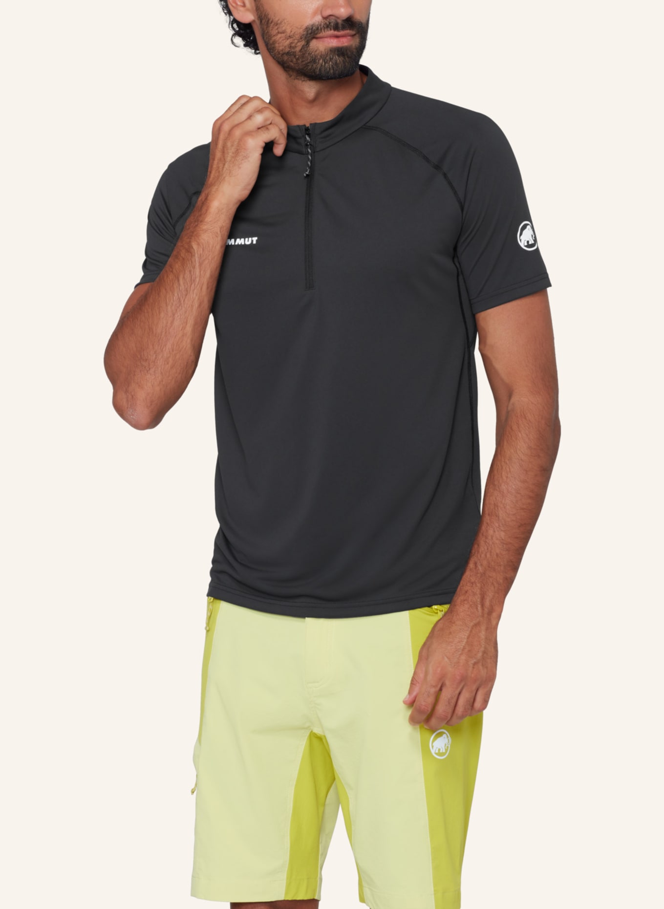 MAMMUT T-Shirt DUCAN FL HALF ZIP: SCHWARZ