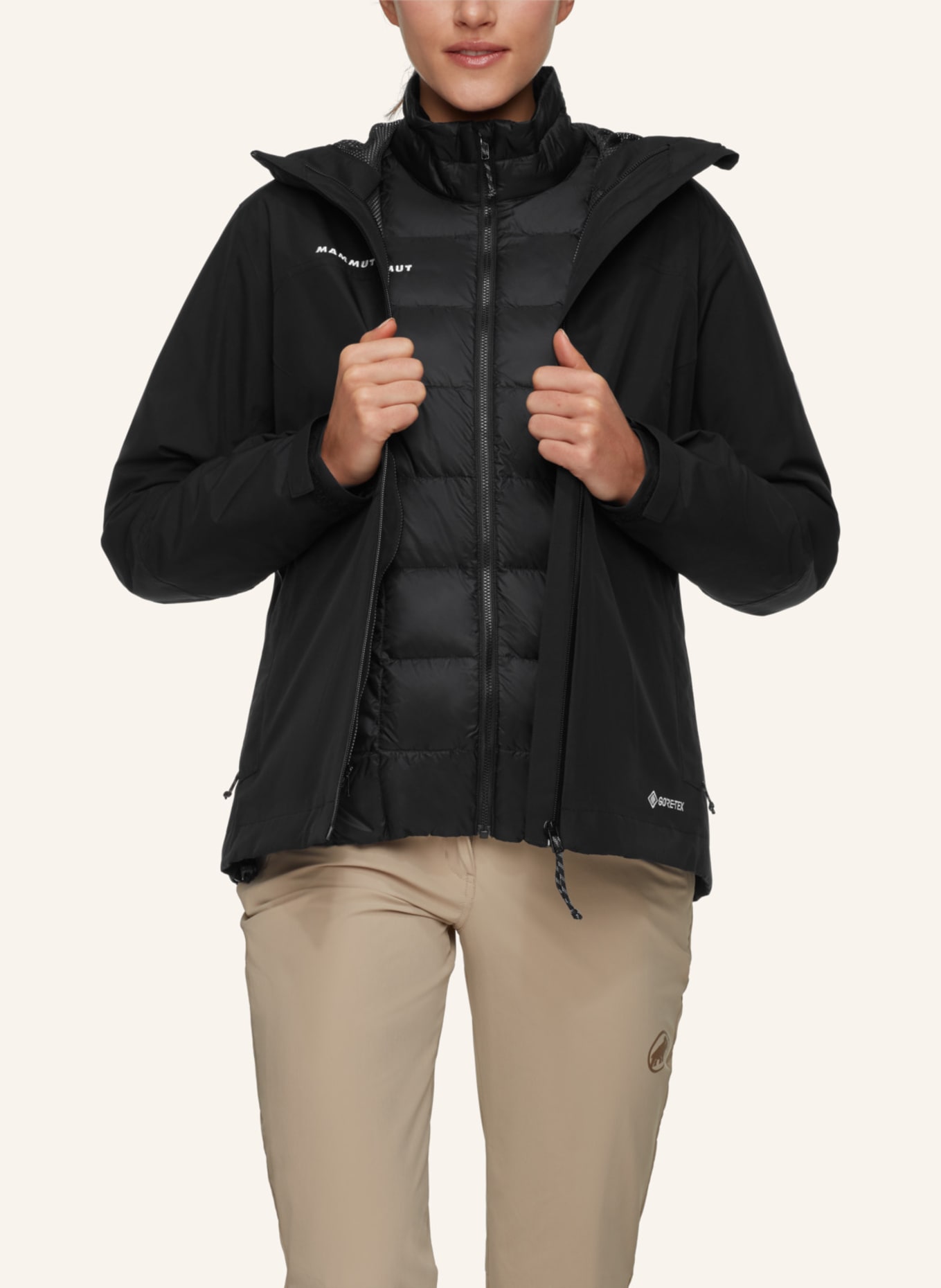 MAMMUT Hardshelljacke TREELINE 3 IN 1 HS mit Kapuze: SCHWARZ