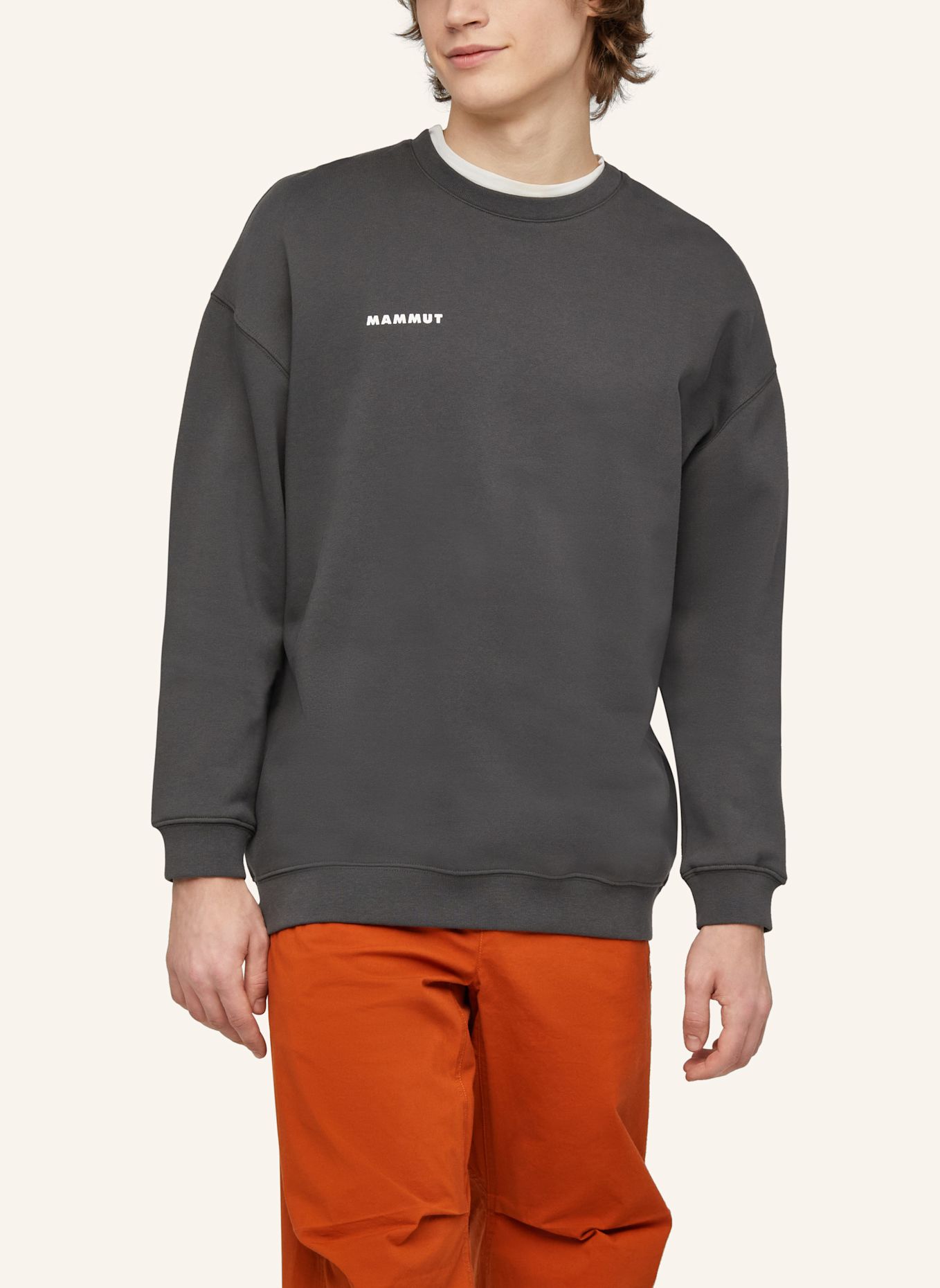 MAMMUT Midlayer-Pullover BASE ML CREW NECK MINI LOGO: GRAU