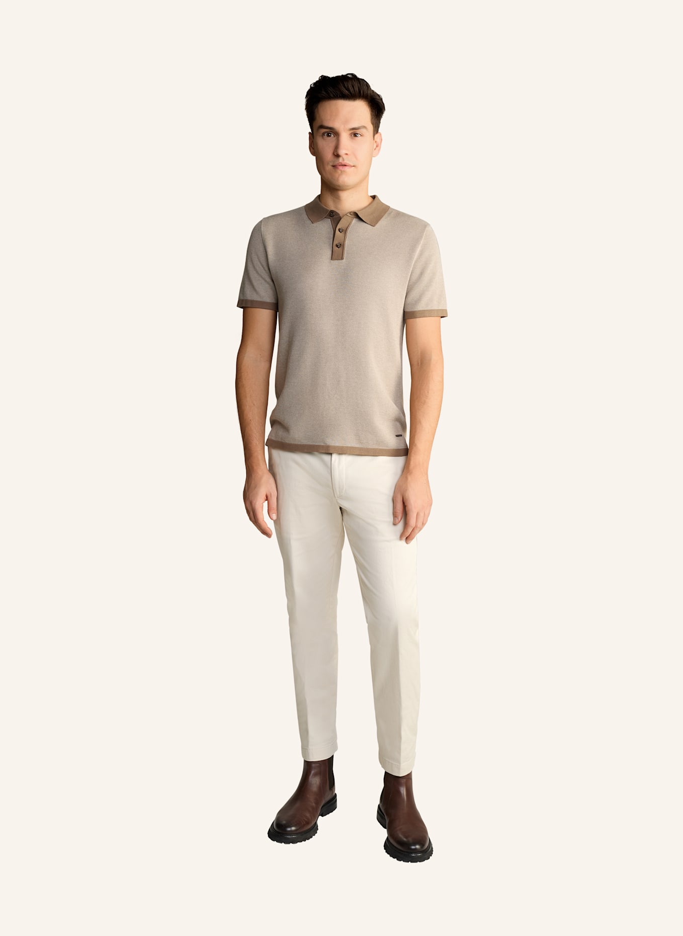 JOOP! Strick-Poloshirt Regular Fit: HELLBRAUN