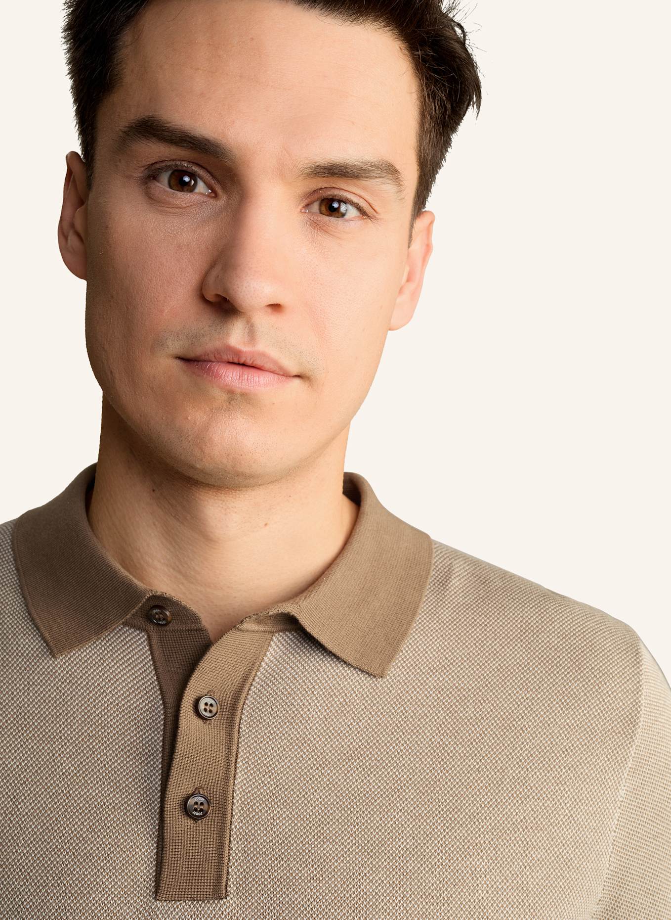 JOOP! Strick-Poloshirt Regular Fit: HELLBRAUN