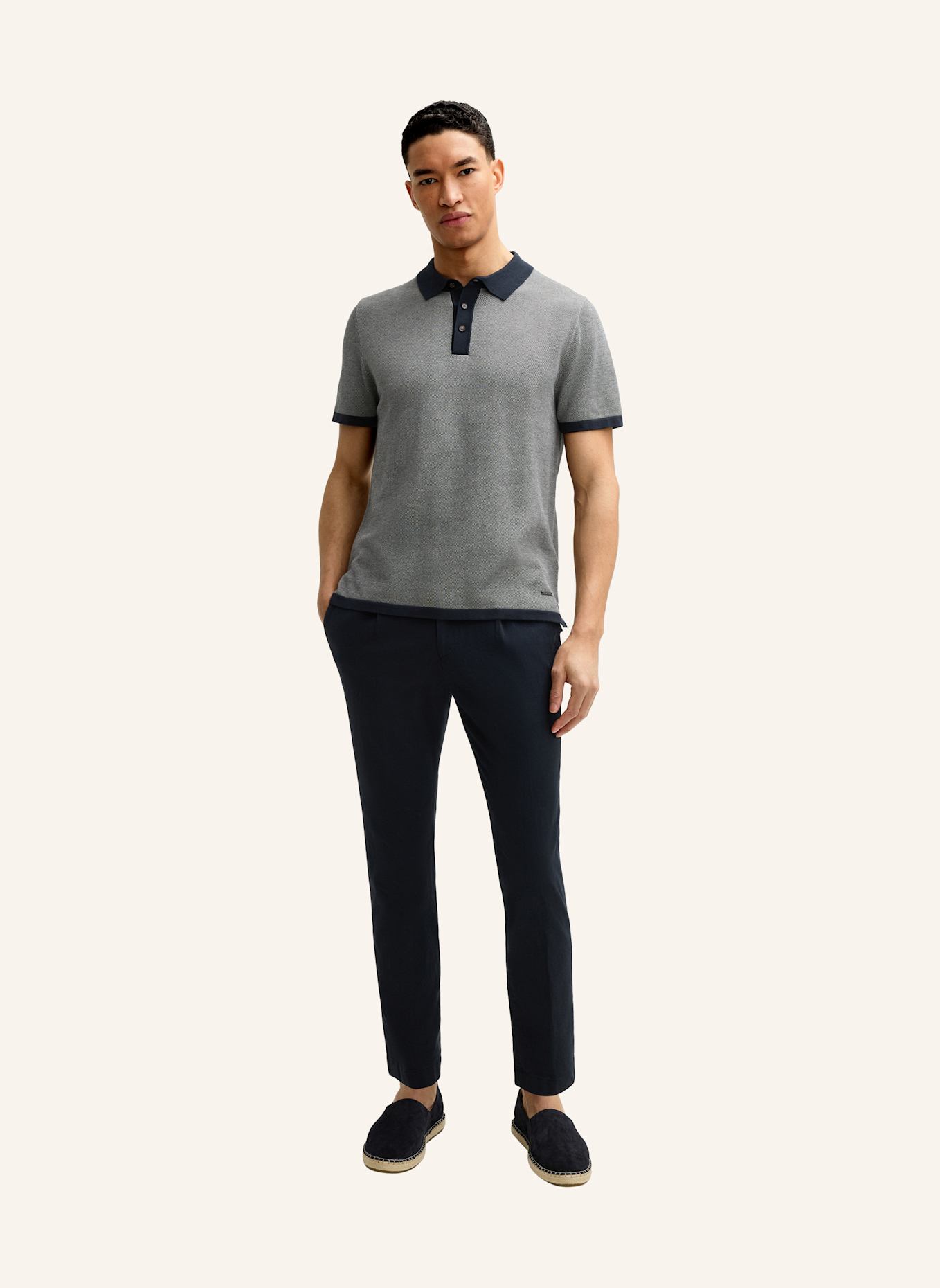 JOOP! Strick-Poloshirt Regular Fit: DUNKELBLAU