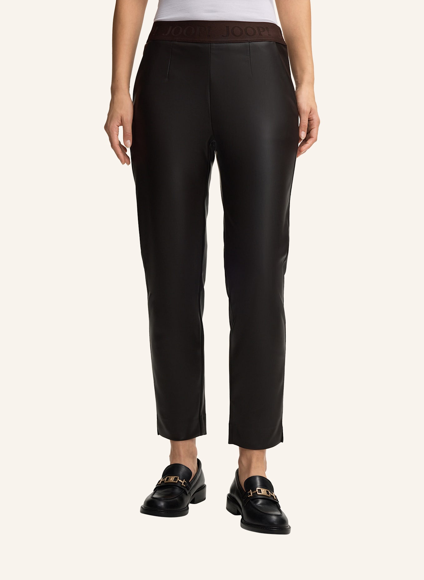 JOOP! Hose PATRICIA in Lederoptik: DUNKELBRAUN